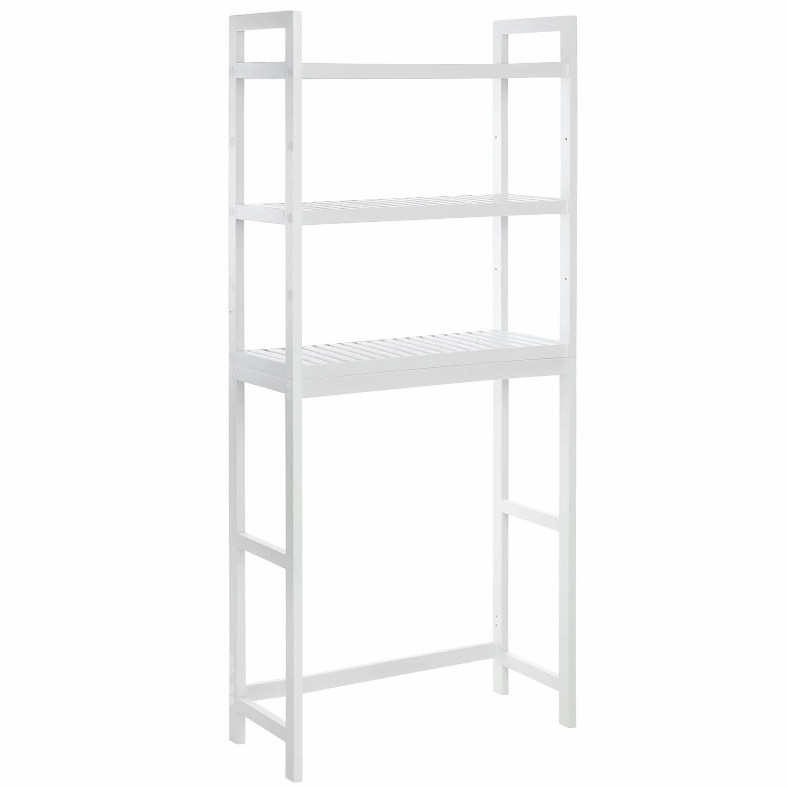 SONGMICS Szafka WC, półka pod toaletę, 3-poziomowy bambusowy stojak do przechowywania, organizer łazienkowy, z regulowanymi półkami, nośność 15 kg/poziom, łatwy montaż, biały BTS01WT