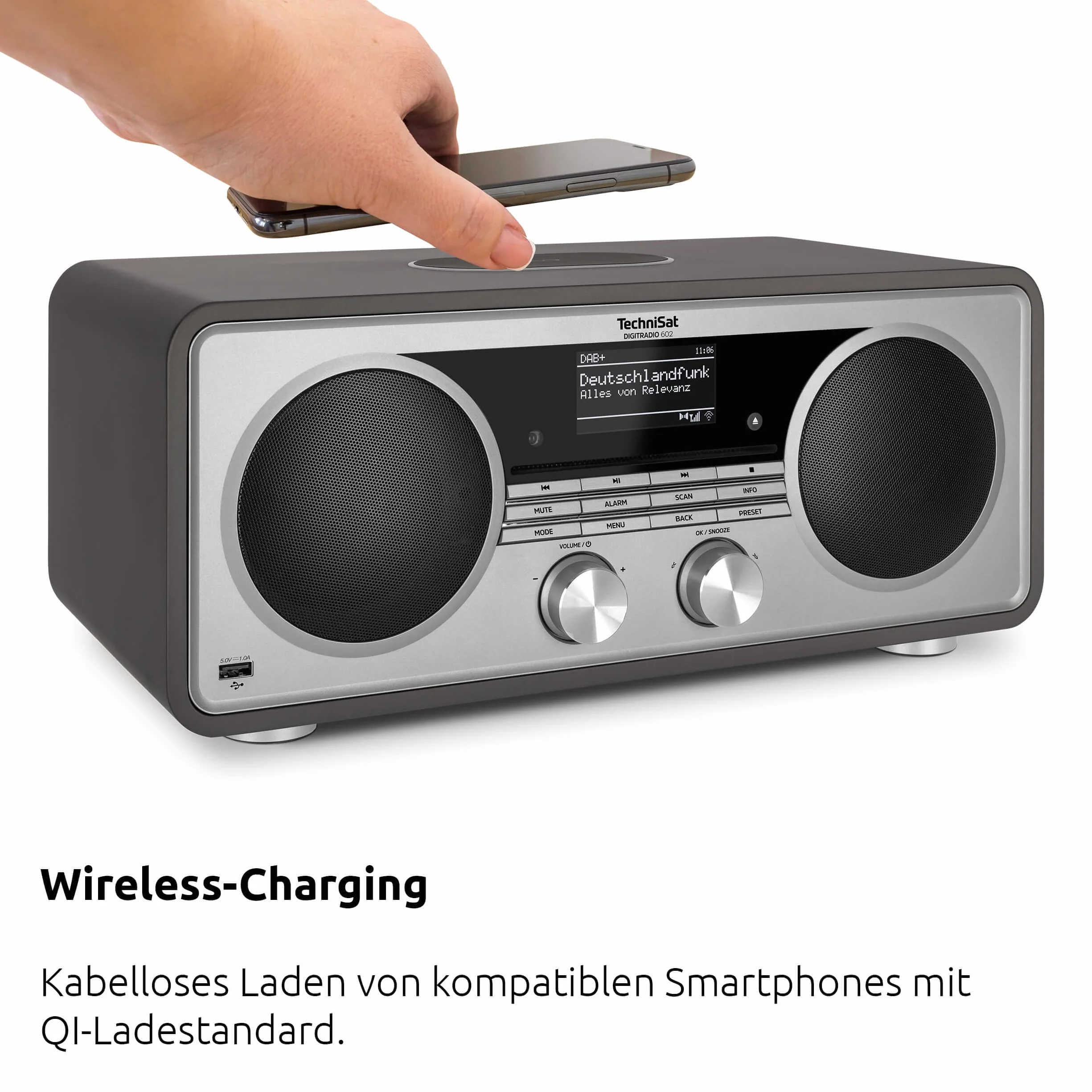 TechniSat DIGITRADIO 602 - Stereo Radio internetowe (DAB, FM, 70 W system 2.1 z subwooferem, CD, USB, strumieniowanie Bluetooth, AUX, WLAN, budzik, Spotify Connect, pilot) Antracyt