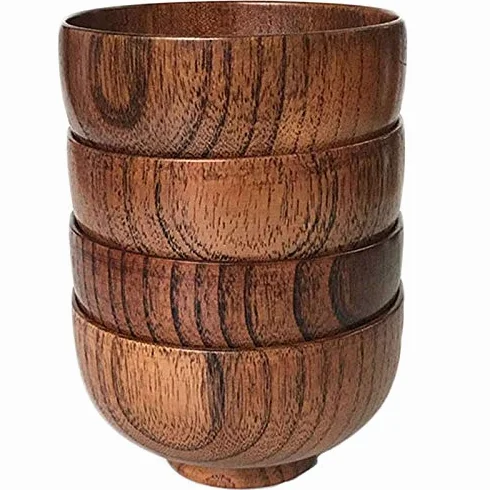 Drewniana miska w stylu japońskim 10 cm x 6,5 cm 4 opakowania