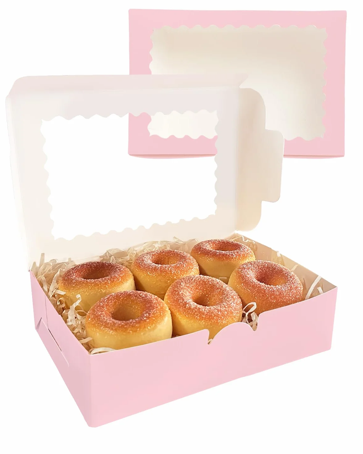 Pudełko na ciastka z okienkiem 22,86 x 15,24 x 6,35 cm różowe 15 sztuk
