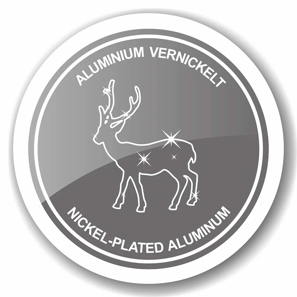 EDZARD Świecznik jeleń aluminium niklowane 33 cm 2 stożkowe świeczki