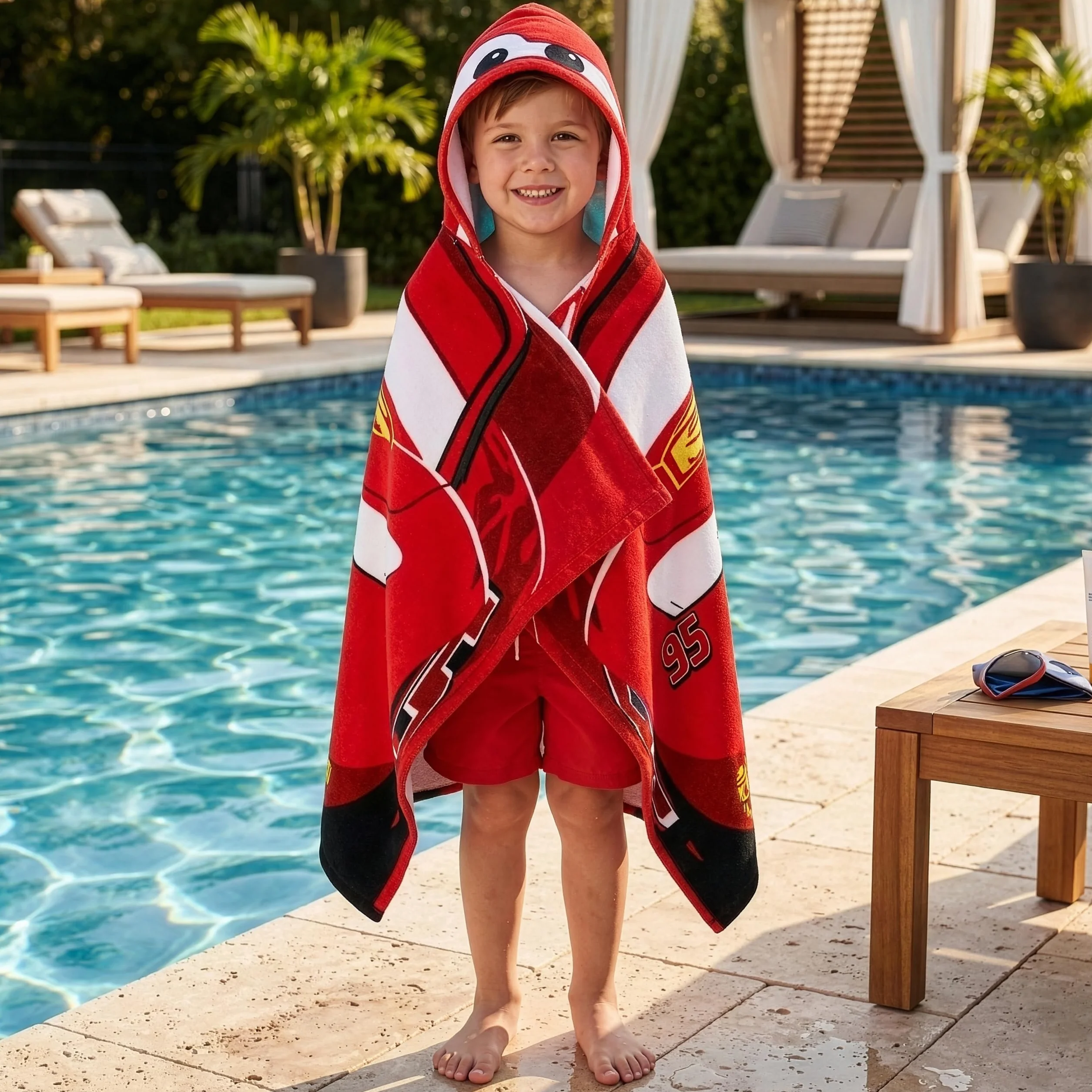 Disney Cars Ręcznik Plażowy, Ręcznik Kąpielowy Lightning McQueen Dla Dzieci, Ręczniks Z Kapturem Dla Dzieci, Czerwony One Size