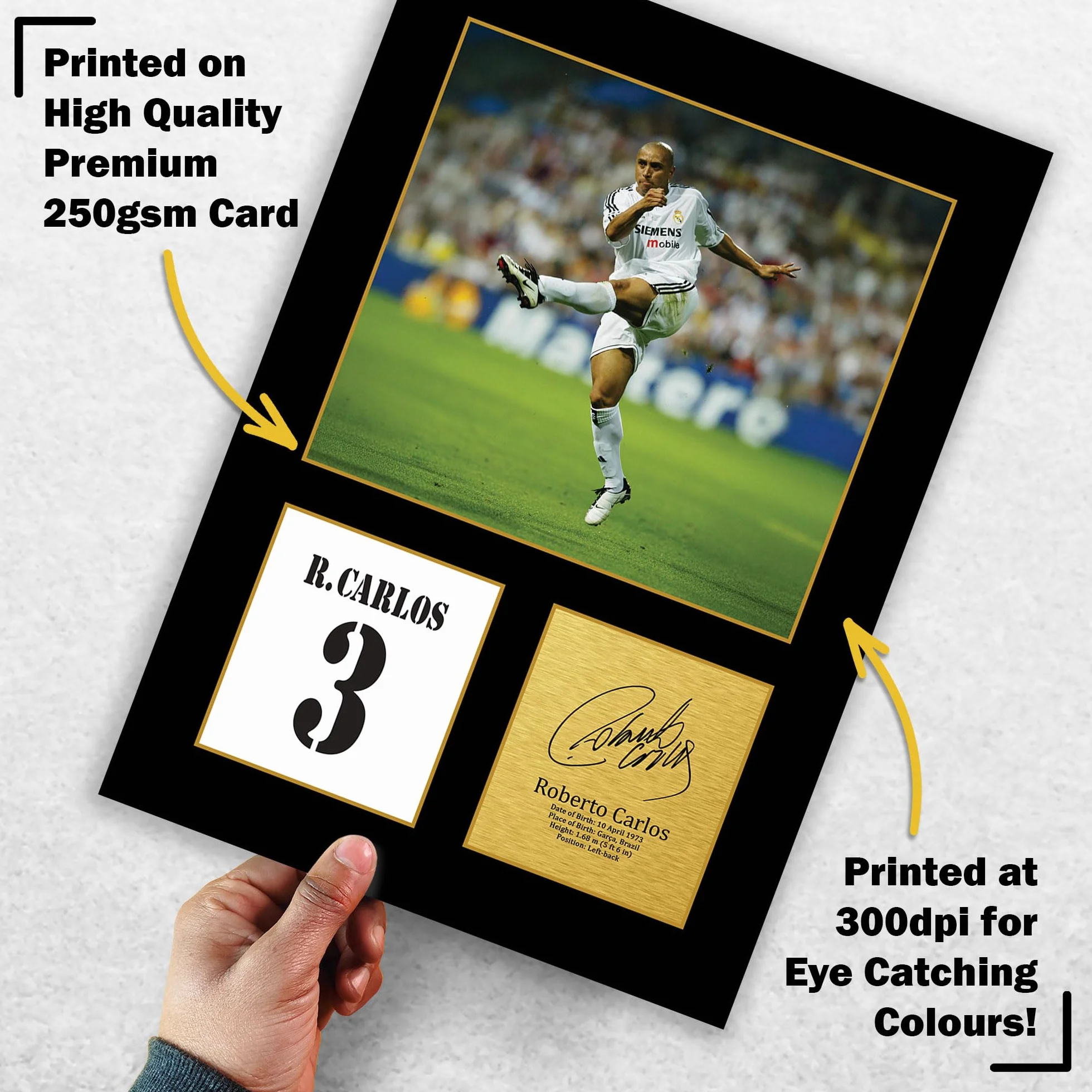 HWC Trading Roberto Carlos Real Madrid Zdjęcie Z Autografem A4 Drukowanie