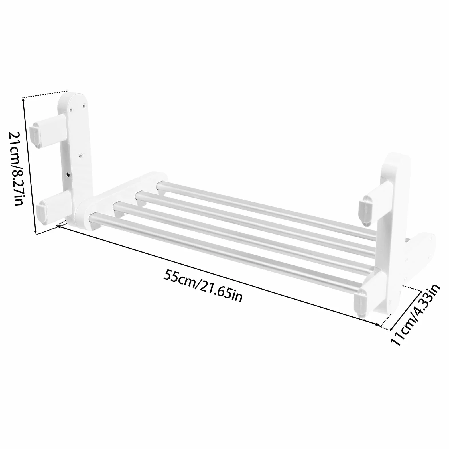 Elektryczny wieszak na ręczniki 36 W, składany 90°, montaż ścienny, LCD, aluminium, 55°C