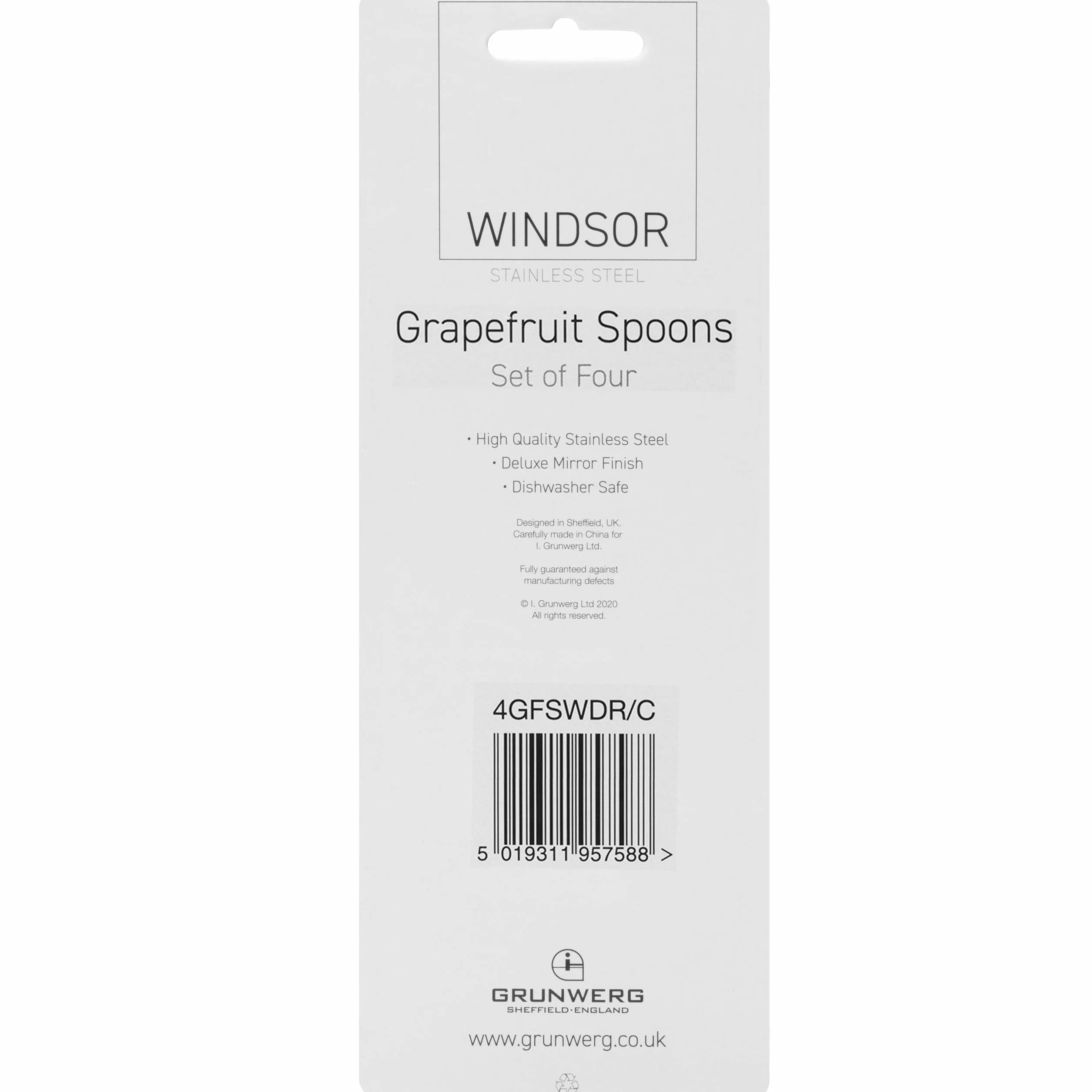 Windsor zestaw 4 łyżek do grejpfrutów ze stali nierdzewnej 18/0 polerowane na wysoki połysk
