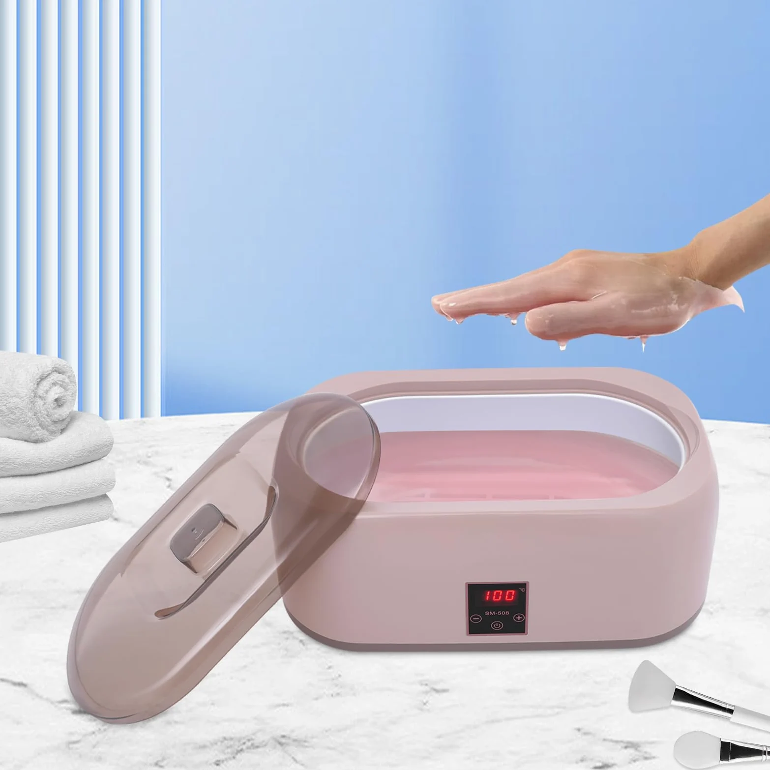 Waxing Podgrzewacz wosku, 4000 ml, podgrzewacz do depilacji, z ciepłym woskiem, do całego ciała, w domu, różowy