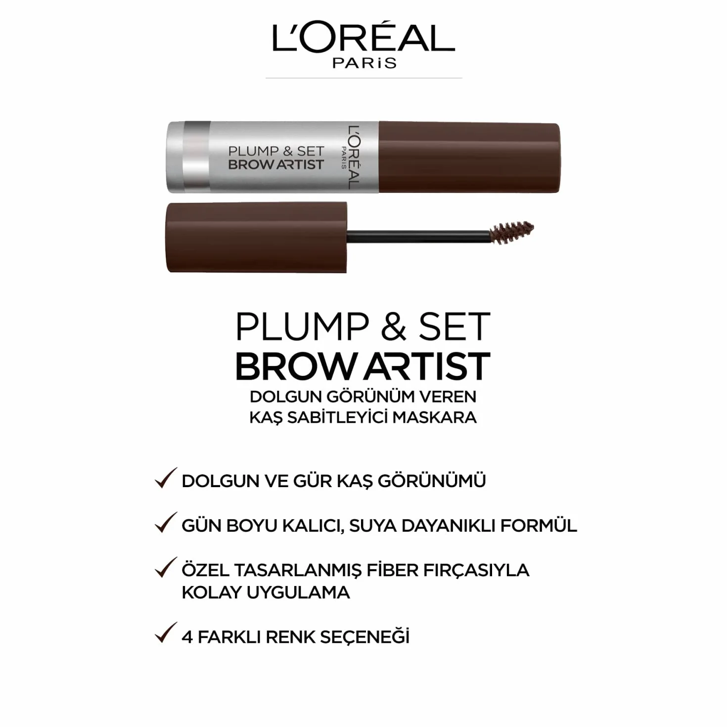 L’Oréal Paris Brow Artist Plump & Set Maskara do brwi, naturalnie wypełnia brwi, 108 Dark Brunette, 5 ml