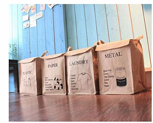 Torba do recyklingu z juty, pleciona juta, worki na śmieci do domu, kuchni, biura, naturalny styl, recykling, kosze na śmieci, organizer, kosze, pojemnik do recyklingu