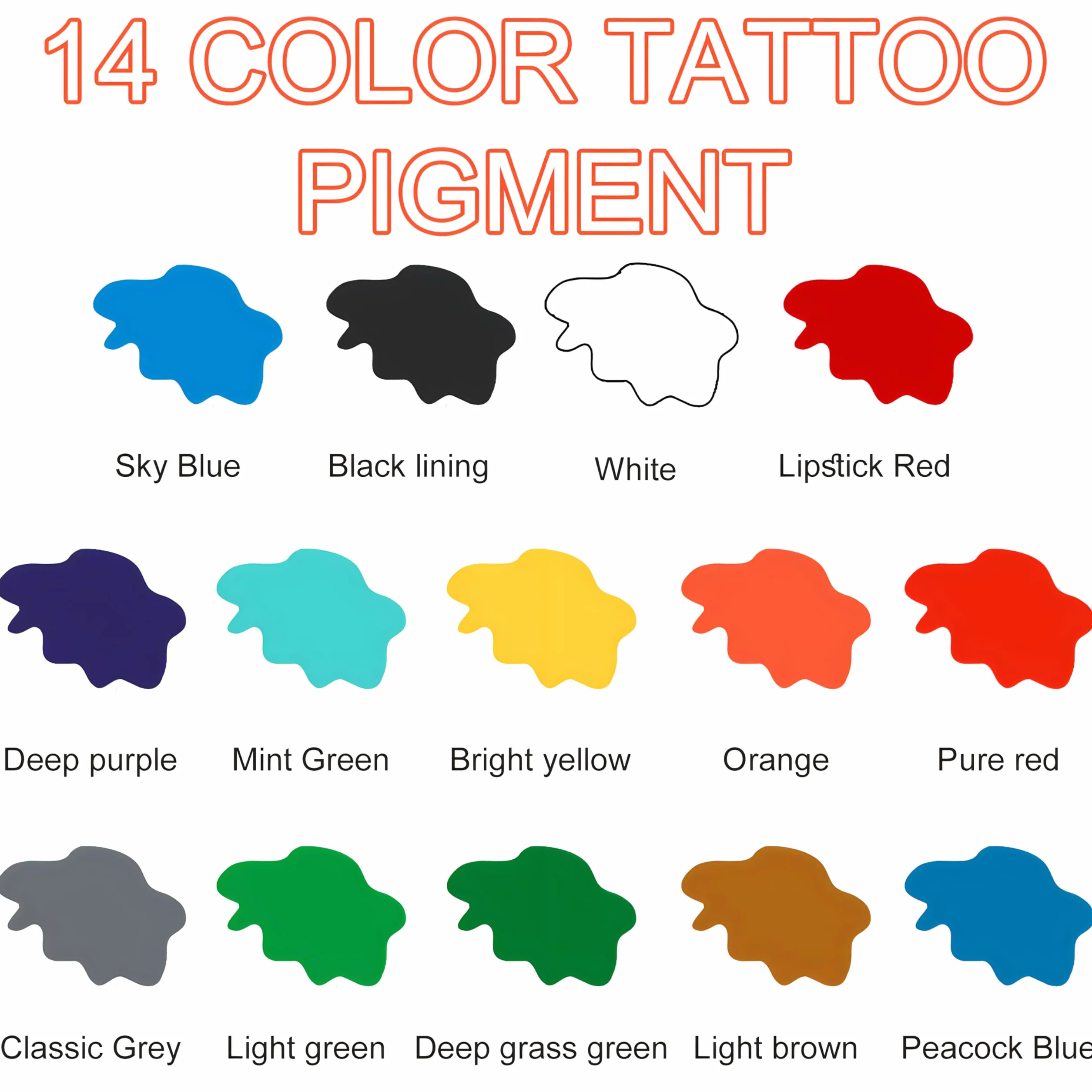 DLD Dazzling Vivid Color Tattoo Kit profesjonalny zestaw 14 butelek (1 oz pro) zestaw do tatuażu, standardowy zestaw pigmentów UE, 30 ml