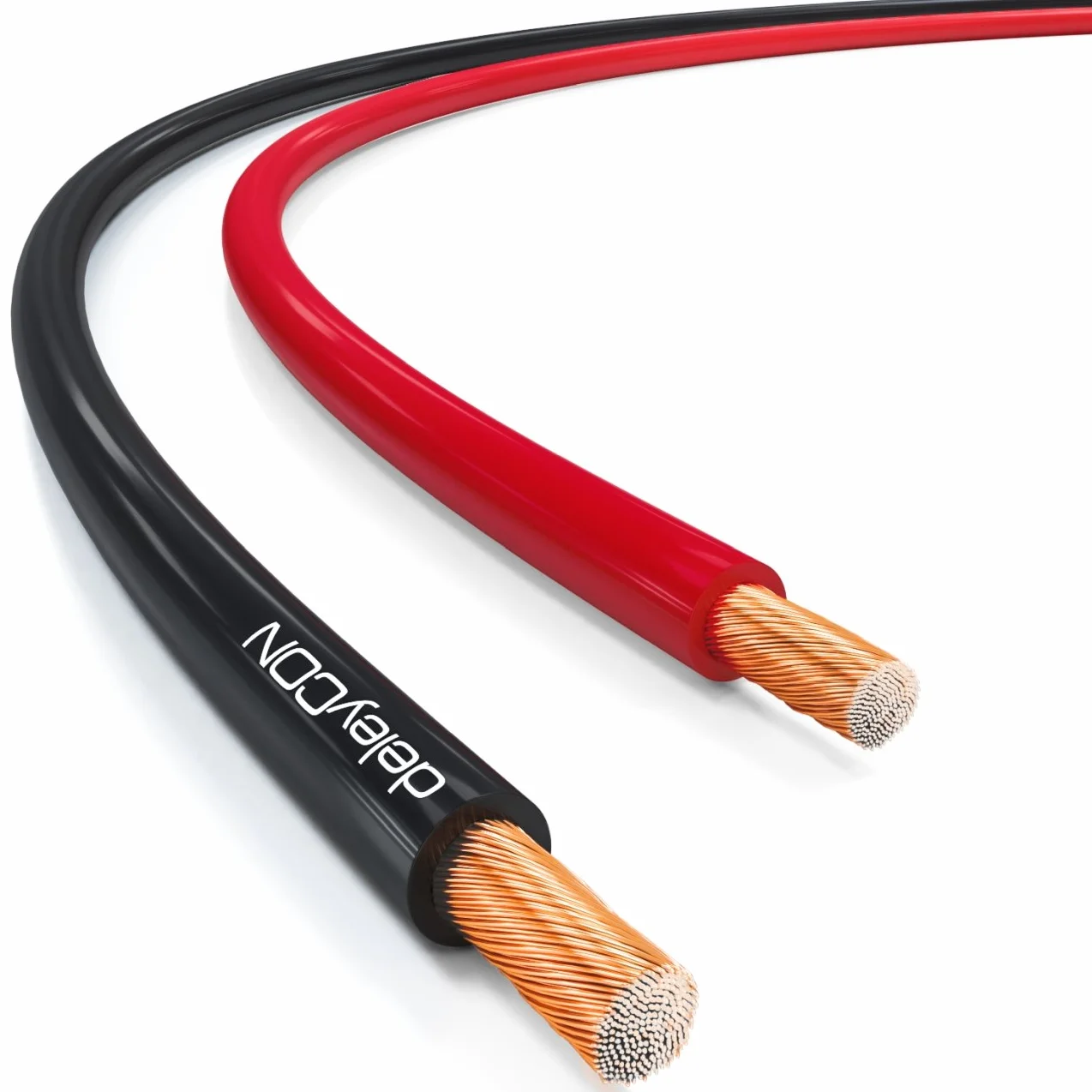 deleyCON 10m Kabel Głośnikowy 2x 1,5mm² Przewód Głośnikowy Aluminium Pokryte Miedzią CCA 2x48x0,20mm Lica Oznaczenie Biegunowości - Czerwony/Czarny