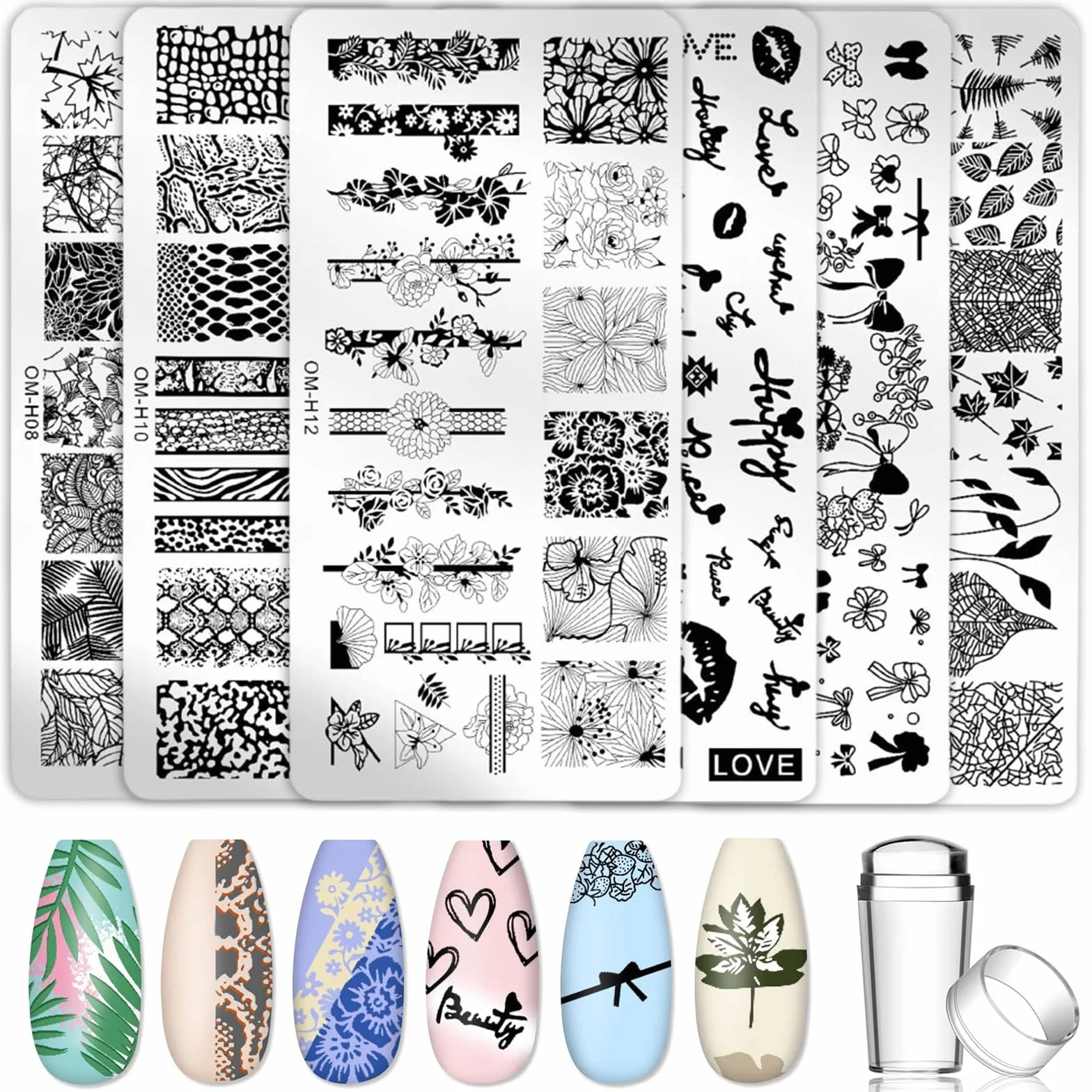 Zestaw stempli do paznokci 6 sztuk szablony do manicure DIY