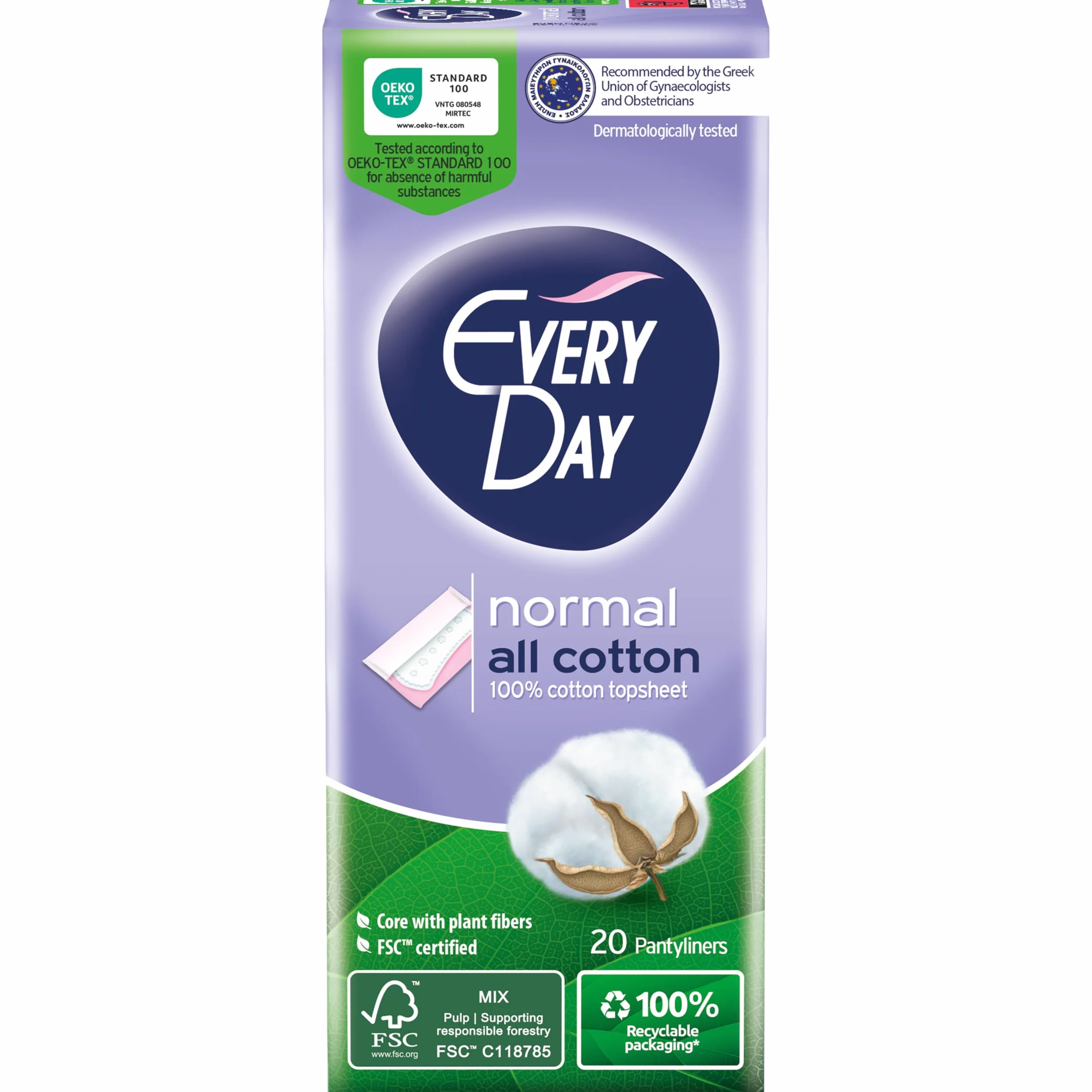 EveryDay All Cotton Salvaslip Normal, Filtrowanie 100% Bawełna, 20 Jednostek