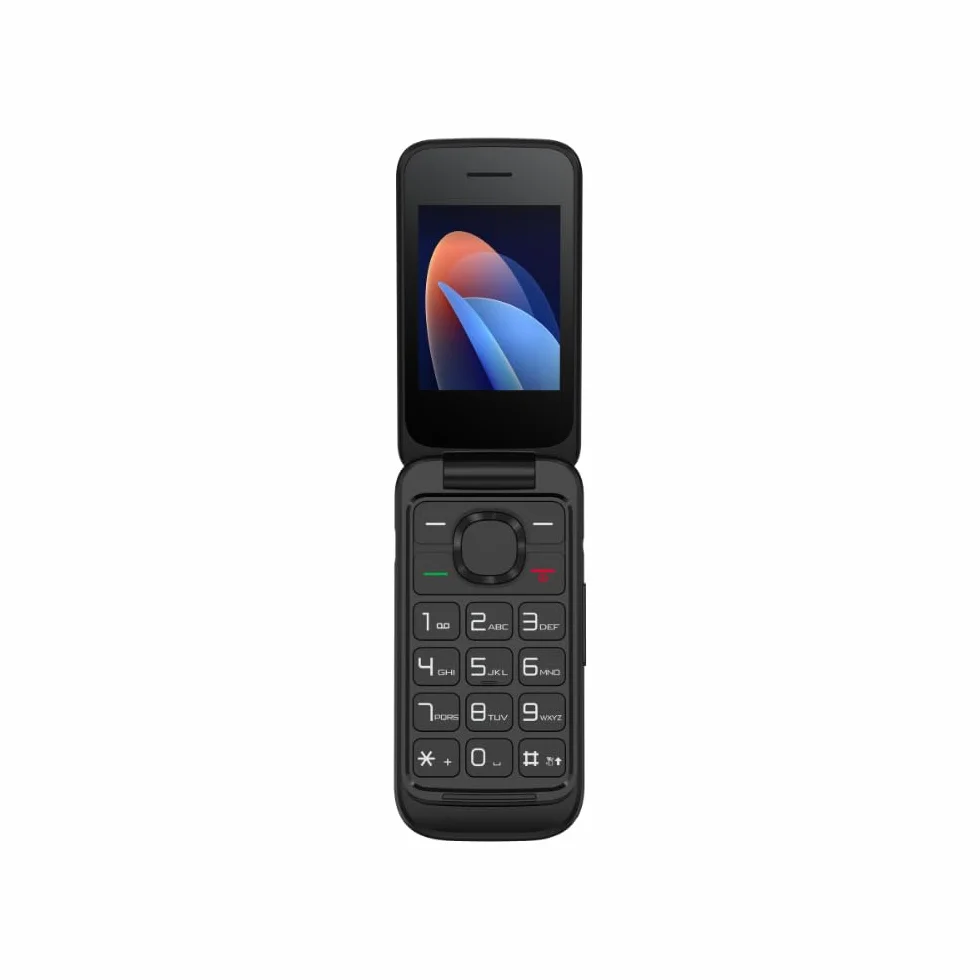 TCL Onetouch 5023 Ekran 2.4 "Łatwy w użyciu telefon komórkowy, duże klawisze, dla osób starszych. Ładowarka, aparat, Bluetooth, latarka, przycisk SOS, rejestrator, czarny [wersja ES/PT]
