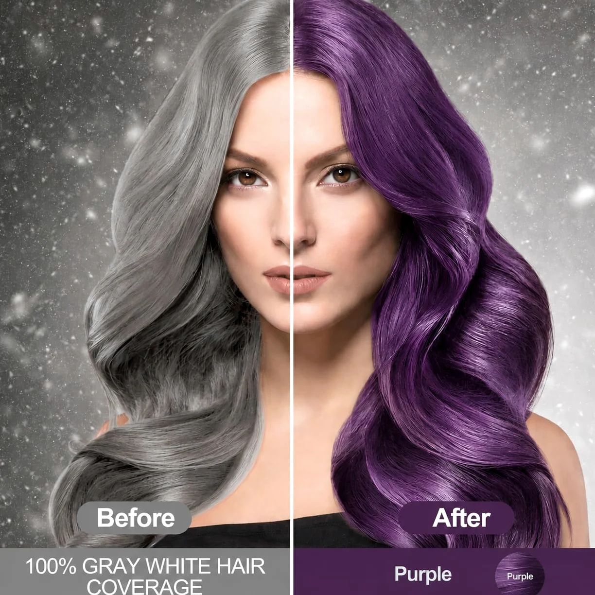 Purple Hair Dye Shampoo 3 w 1, szampon do farbowania włosów, fioletowy do siwych włosów, natychmiastowy szampon do farbowania włosów, dla mężczyzn i kobiet (500 ml)