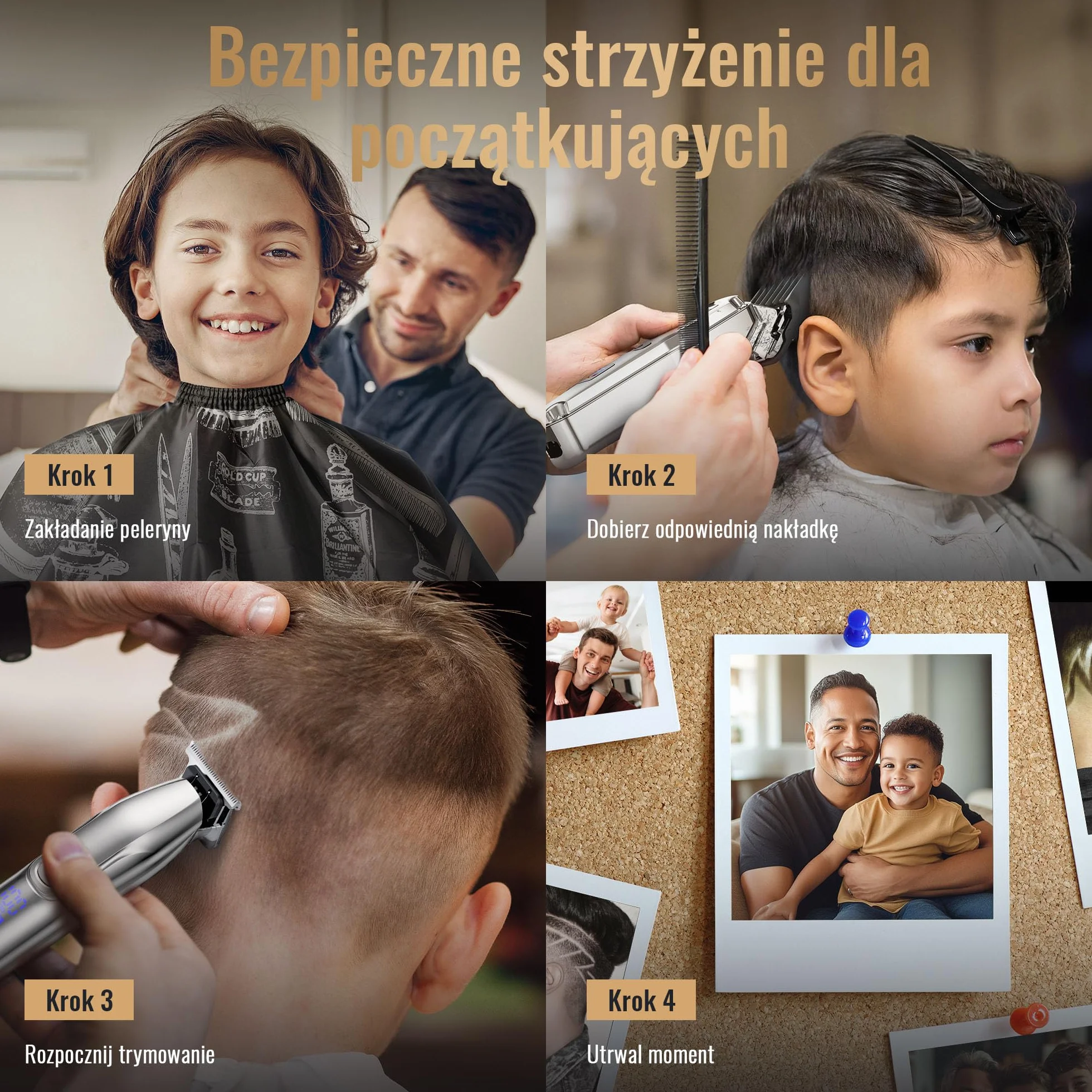 Profesjonalna maszynka do włos dla mężczyzn i T-blade, trymer do brody, elektryczna maszynka do włosów, zestaw do pielęgnacji IPX7 wodoodporny akumulator