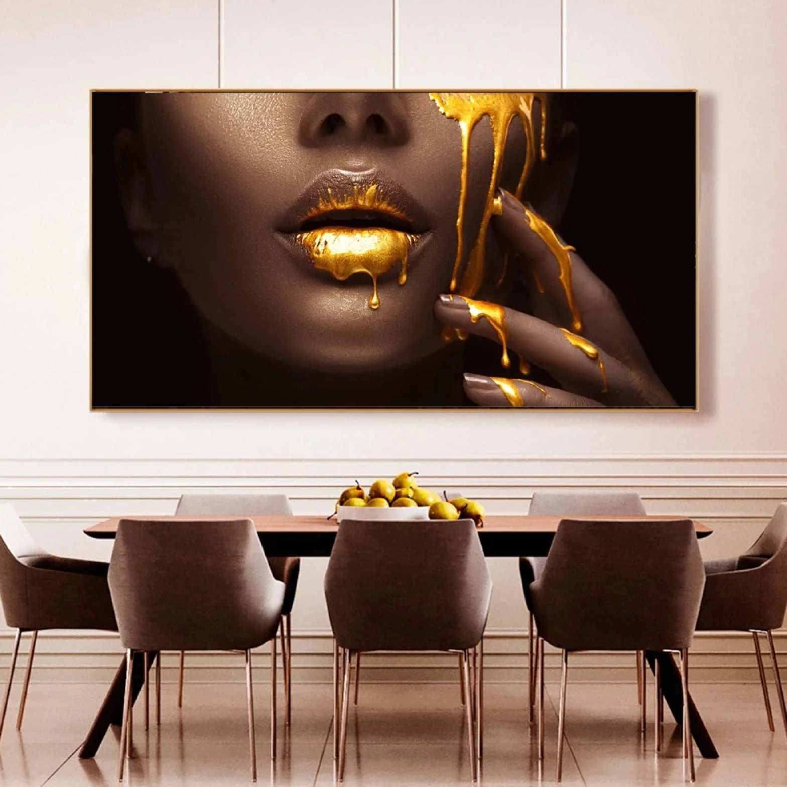DUDLOO Złote usta łzy afrykańskie kobiety obrazy na płótnie sztuka ścienna dekoracja domu 80 x 160 cm