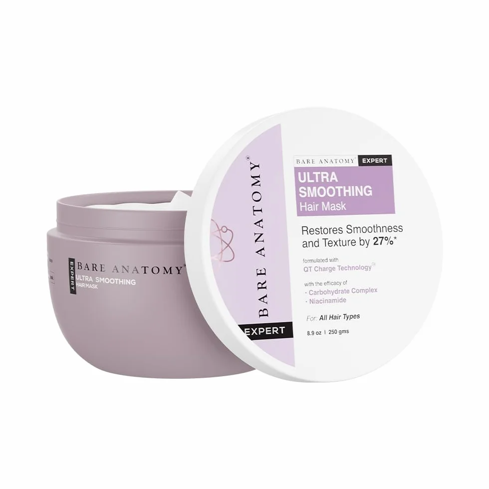 Bare Anatomy Ultra Smoothing Hair Mask | Restores Smoothing & Texture by 27% | Deep Conditioning | For Dry & Frizzy Hair | Sulphate & Paraben Free | For Women & Men | 250 Gm