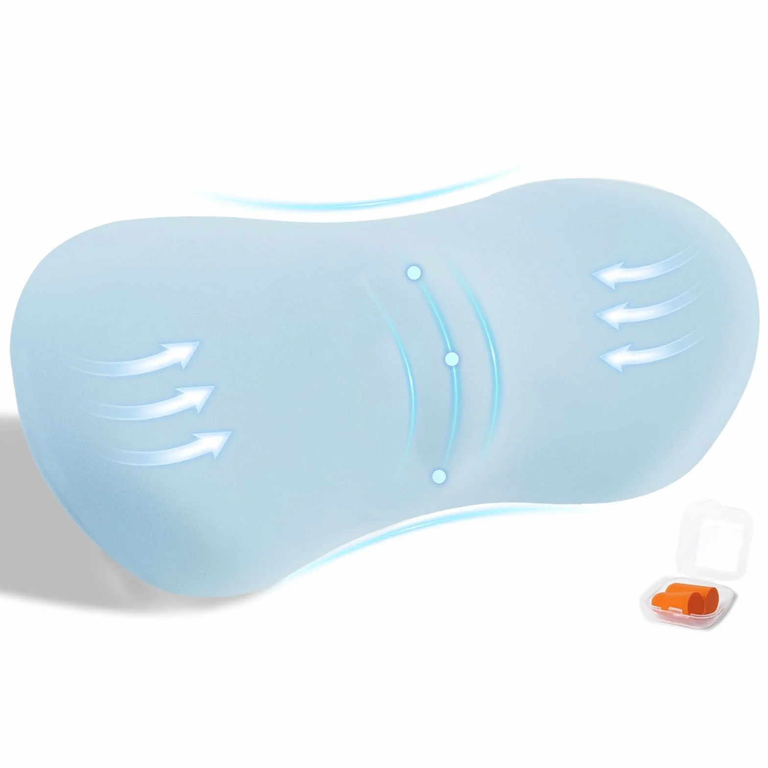 Poduszka lędźwiowa z pianki z pamięcią kształtu, ergonomiczna poduszka pod plecy, ortopedyczna poduszka na łóżko, krzesło, krzesło samochodowe i biurowe, do odciążenia (niebieska)