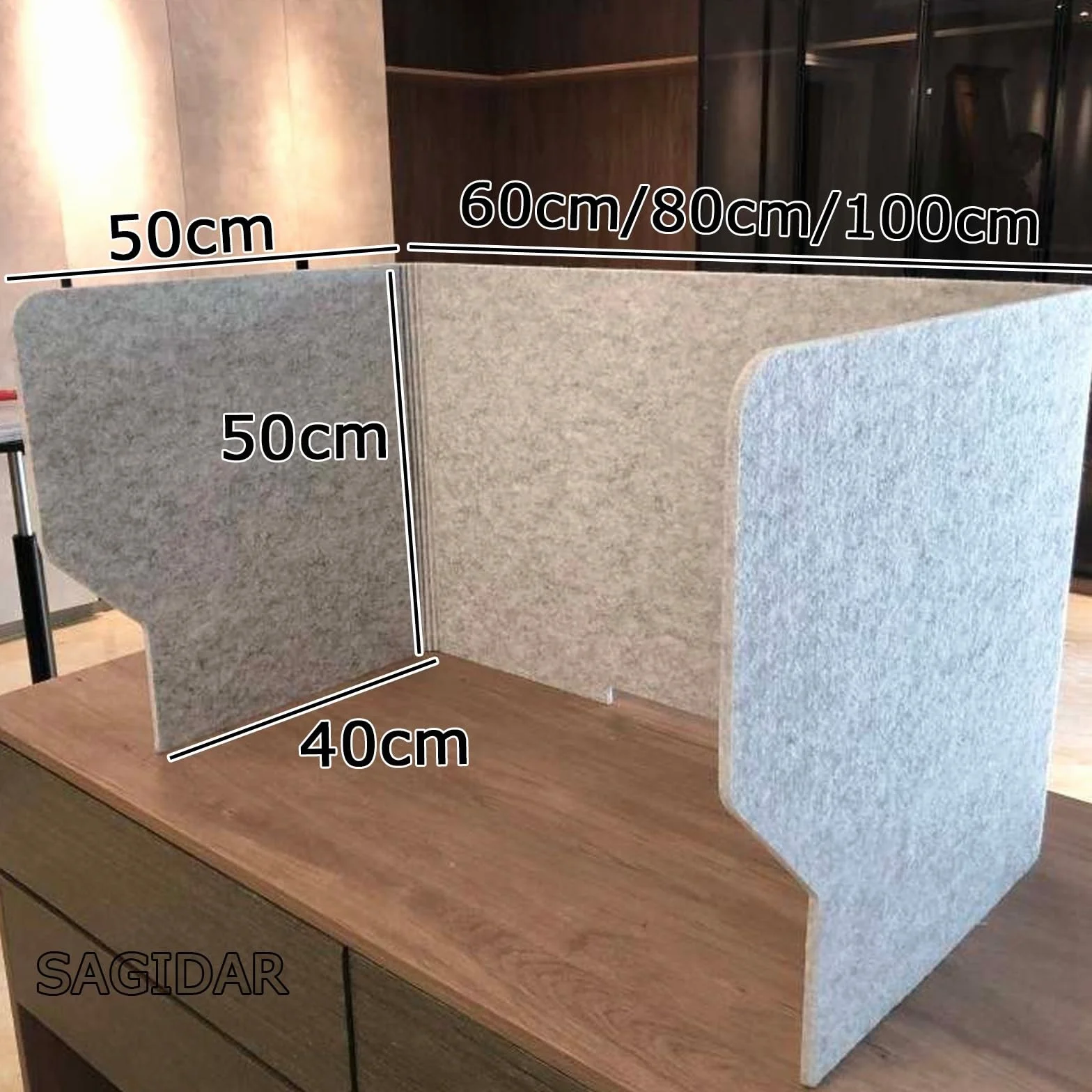 SAGIDAR 3-panelowa przegroda wolnostojąca 60/80/100 cm osłona działowa na biurko składany panel prywatności pochłaniająca dźwięk