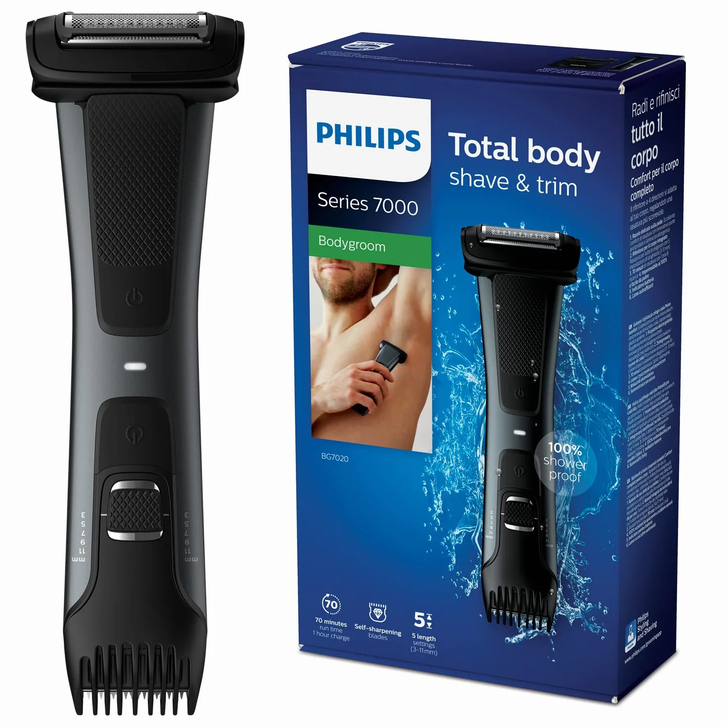 Philips Bodygroom 7000 męska golarka akumulatorowa do 70 min czarna