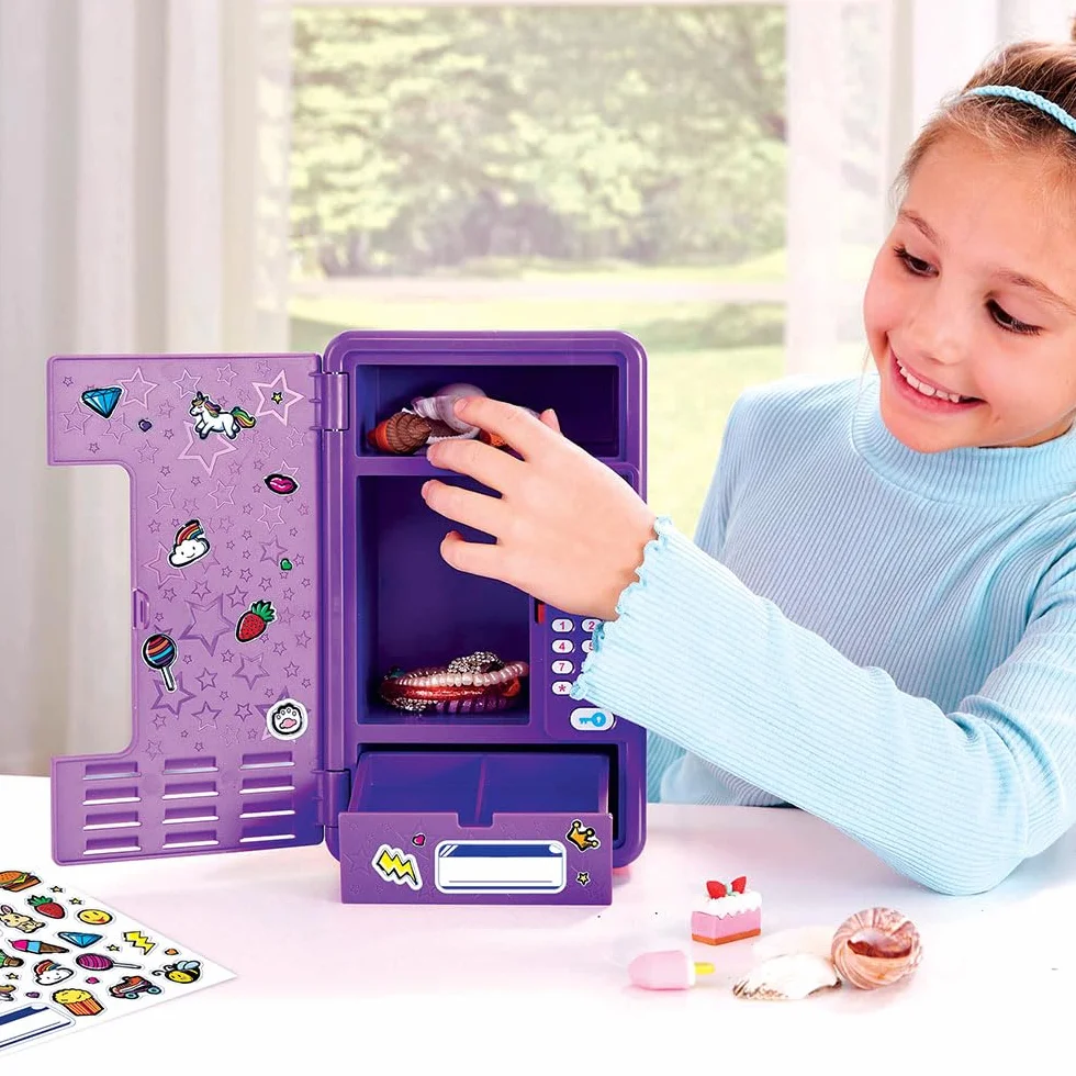 VTech - KidiSecrets, moja fioletowo-różowa szafka MagicLocker, tajny sejf z kodem, w ciąży, gry, budzik, niestandardowe pudełko skarbów, prezent dla dzieci w wieku 6-12 lat - Zawartość w języku