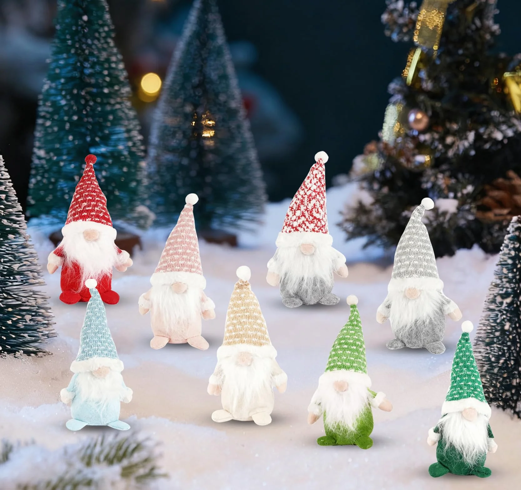 Anstore Wichtel Deko 20 cm świąteczne figurki 8-pack krasnoludków ozdoby bożonarodzeniowe