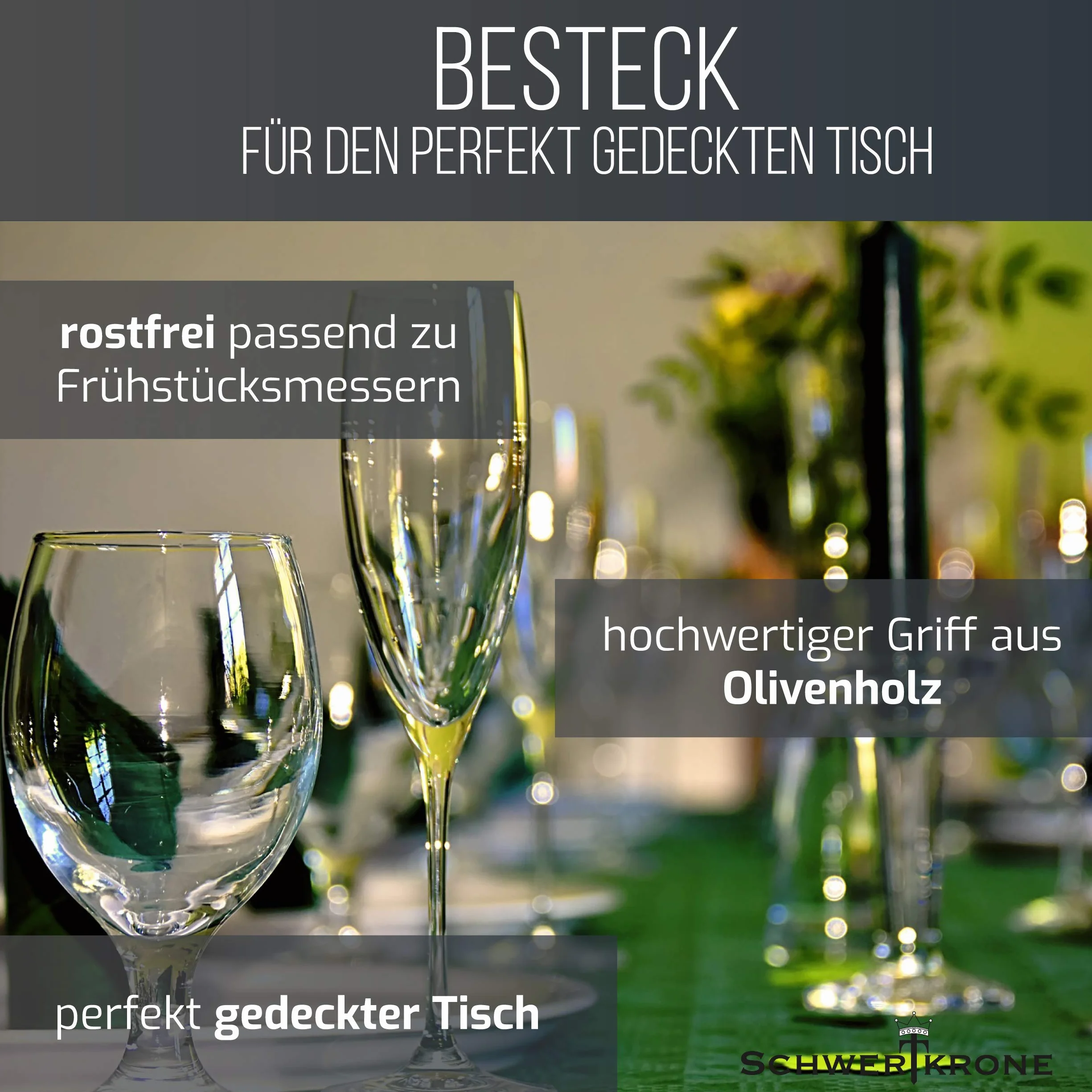Olivenholz Menügabel 18/10 Edelstahl