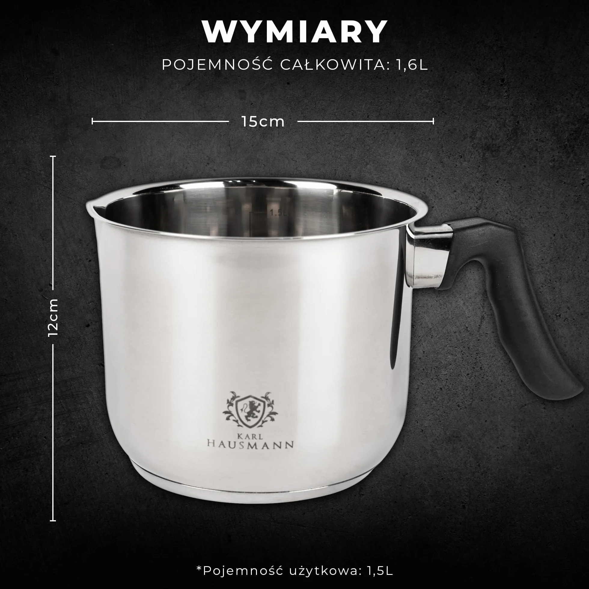 KARL HAUSMANN Garnek do Mleka 1.6 L Stal Nierdzewna 18/0 Indukcja Gaz