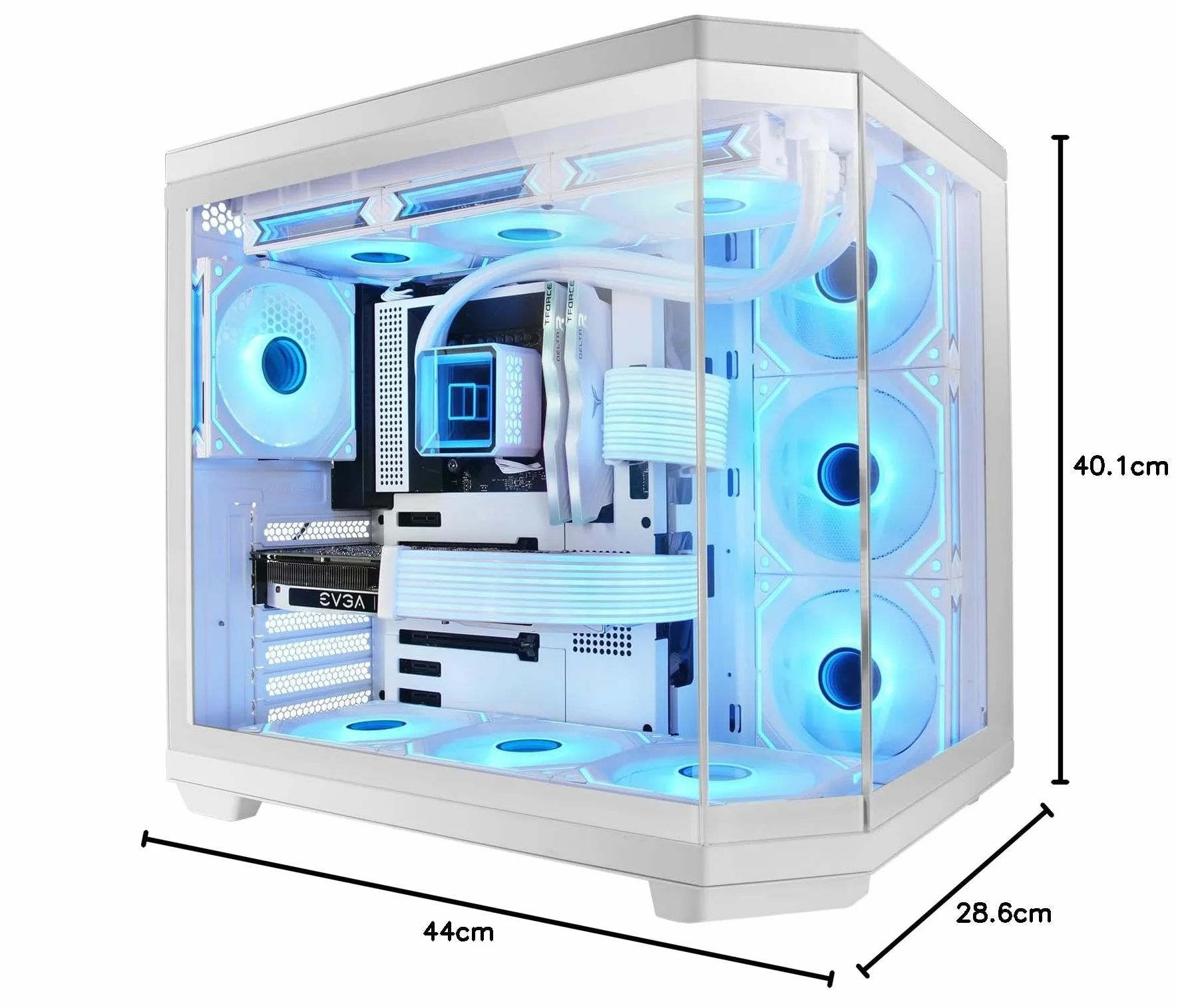Mars Gaming MC-3TCORE, Obudowa Gaming Custom ATX, Zdejmowane Potrójne Okno ze Szkła Hartowanego, Podwójna Kamera, Kompatybilna z Odwróconym Złączem Backplane Semitower, Chłodzenie Cieczą, Biały