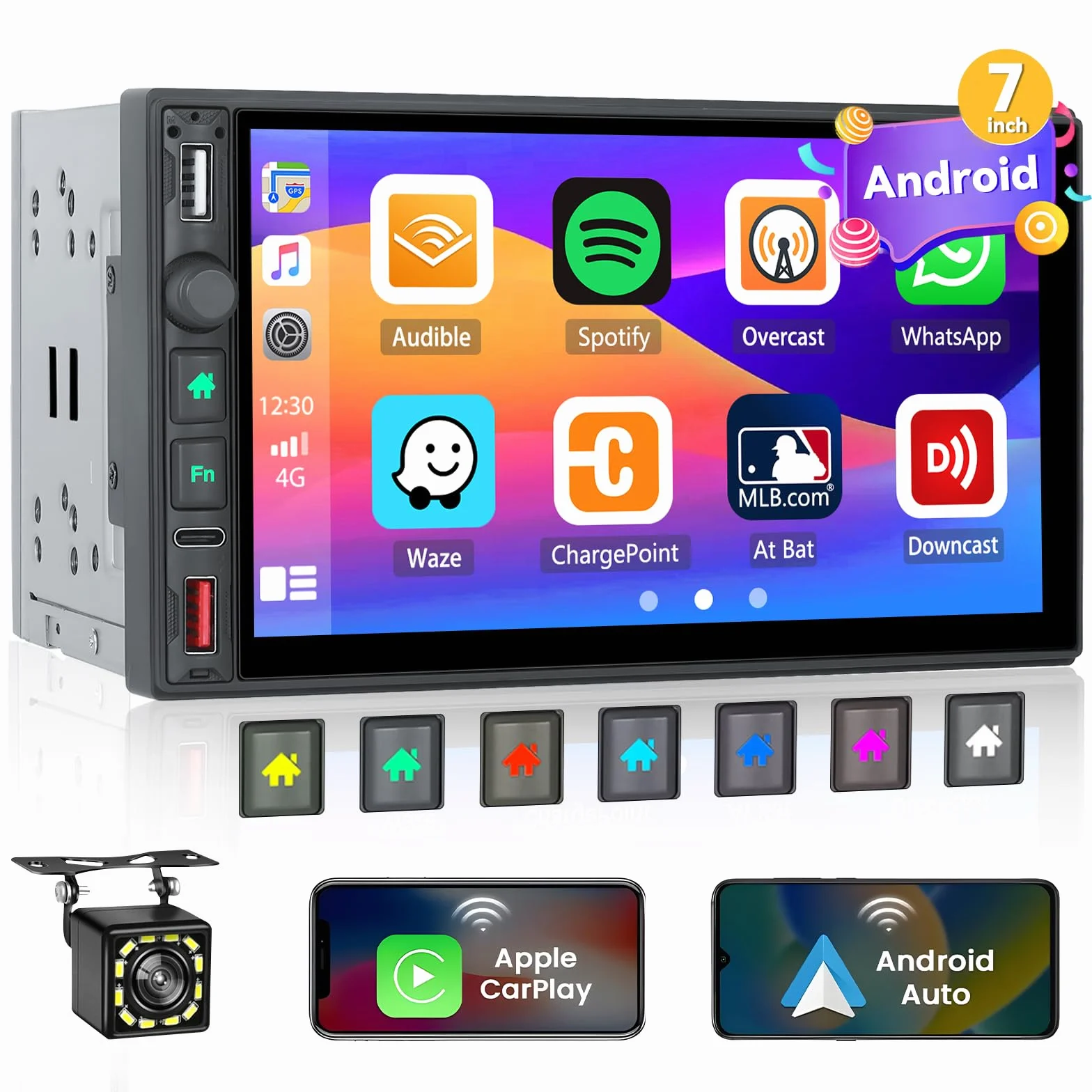 Hikity 2+32GB Android13 Estéreo Para Coche 2 Din Con Navi/Soporte Para Teléfono, Radio 10,88 Pulgadas 2 Din Android Con Navegación GPS WiFi Bluetooth Tipo-C FM USB Mirror Link