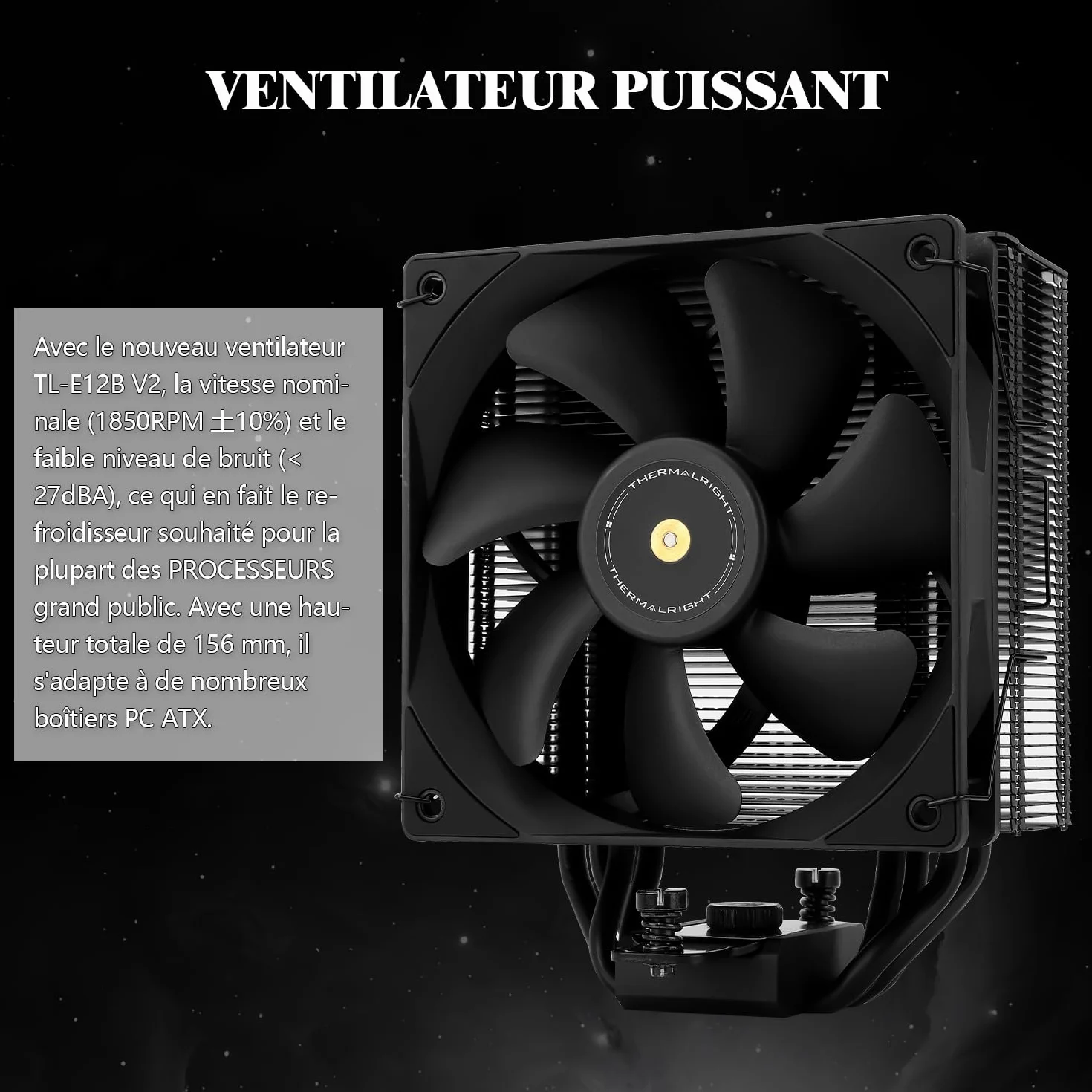 Thermalright Assassin Spirit 120 EVO Chłodzenie procesora, 4 x ciepło cieplne, 12 cm, prędkość 1850 obr./min, chłodzenie procesora, czarny, wentylator PWM, cichy, kompatybilny z AMD, AM4, AM5 i Intel