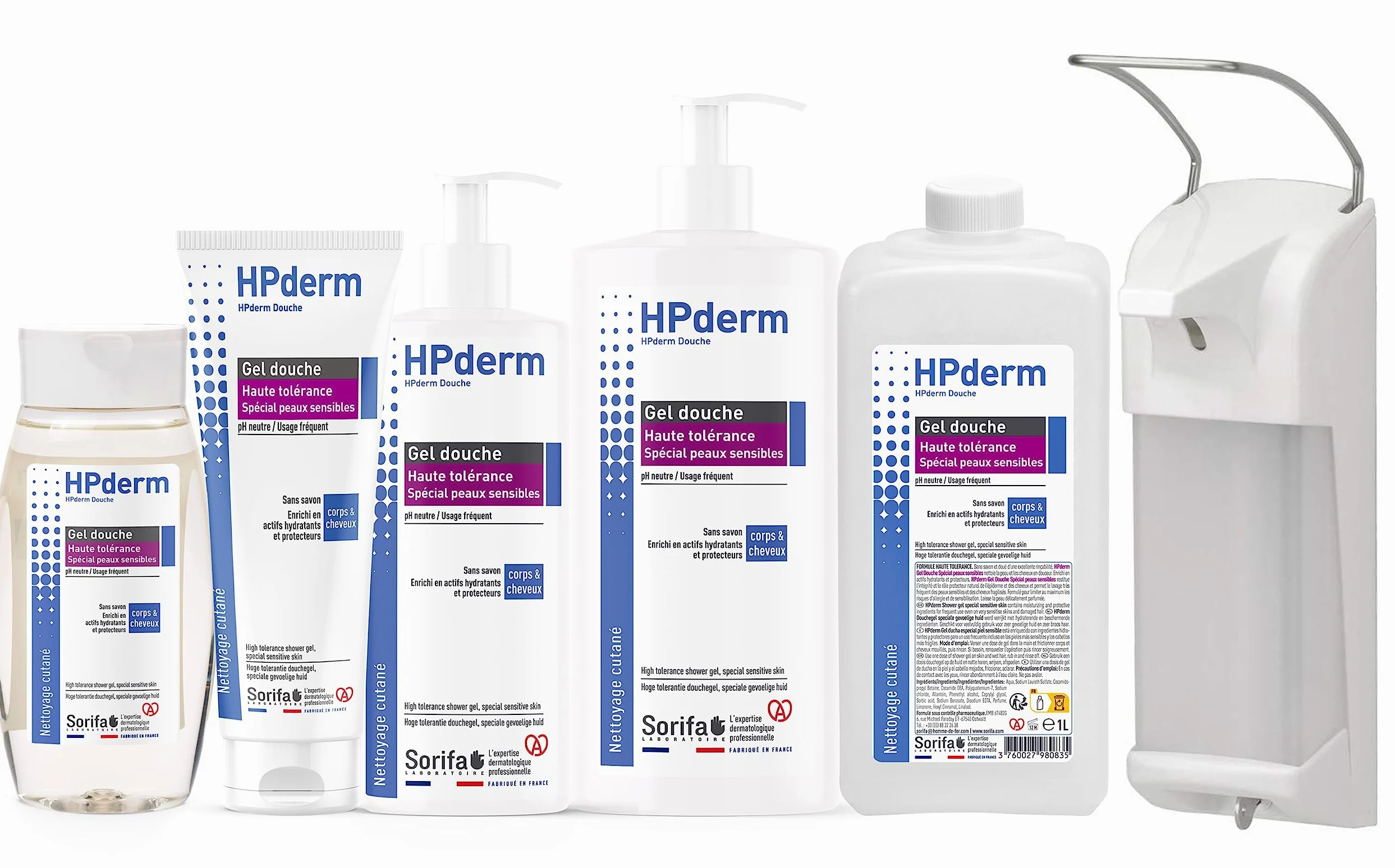 HPderm WYSOKA TOLERANCE Żel pod prysznic 2 w 1 do ciała i włosów - Specjalny dla skóry wrażliwej, skóry tatuażu, osłabione włosy - Częste używanie - pH neutralne, bez mydła - Butelka 250 ml