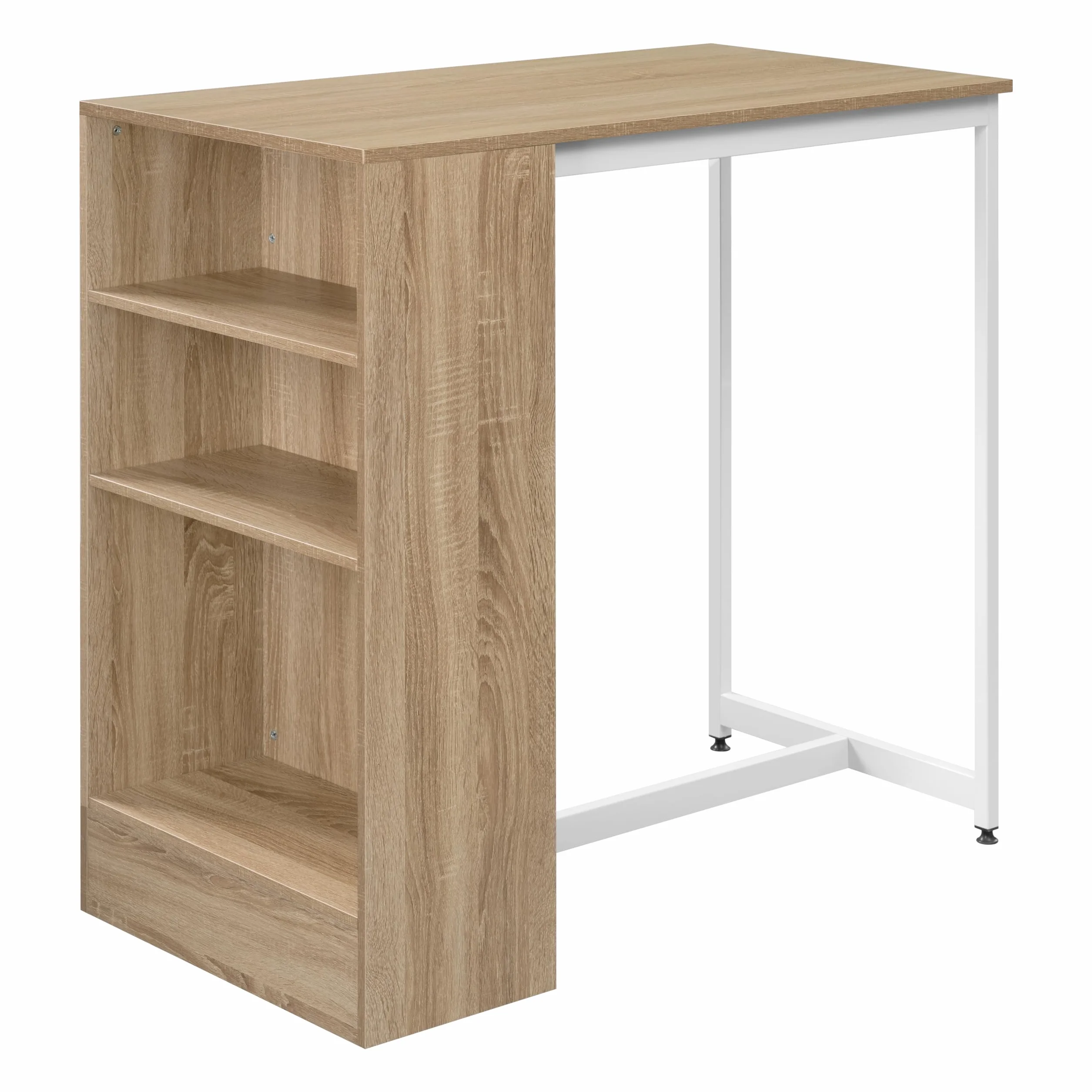 Woltu Stół barowy metalowa rama 3 półki 91 x 49 x 91 cm jasny dąb biały BT43hei