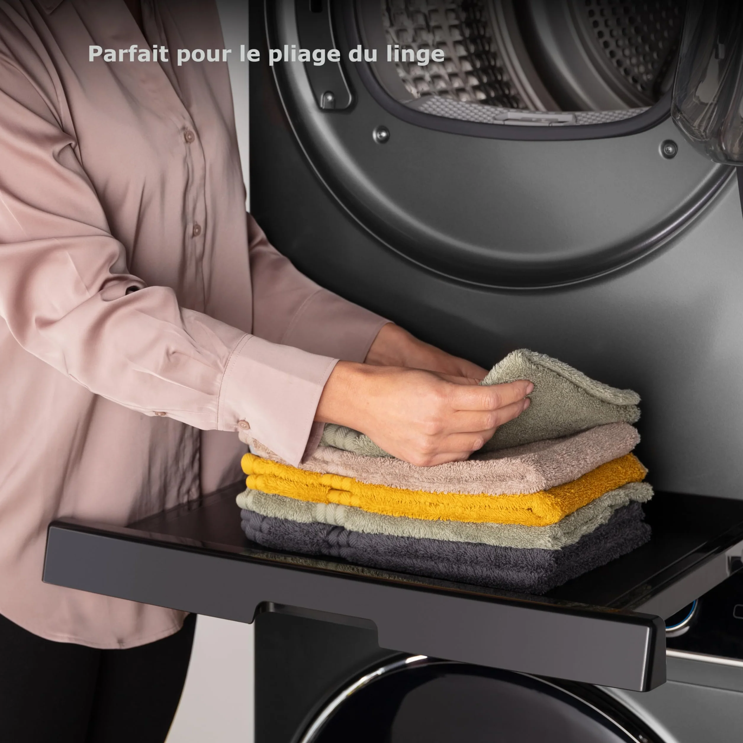 Haier uniwersalny zestaw do pralek i suszarek z czarną antypoślizgową półką przesuwną