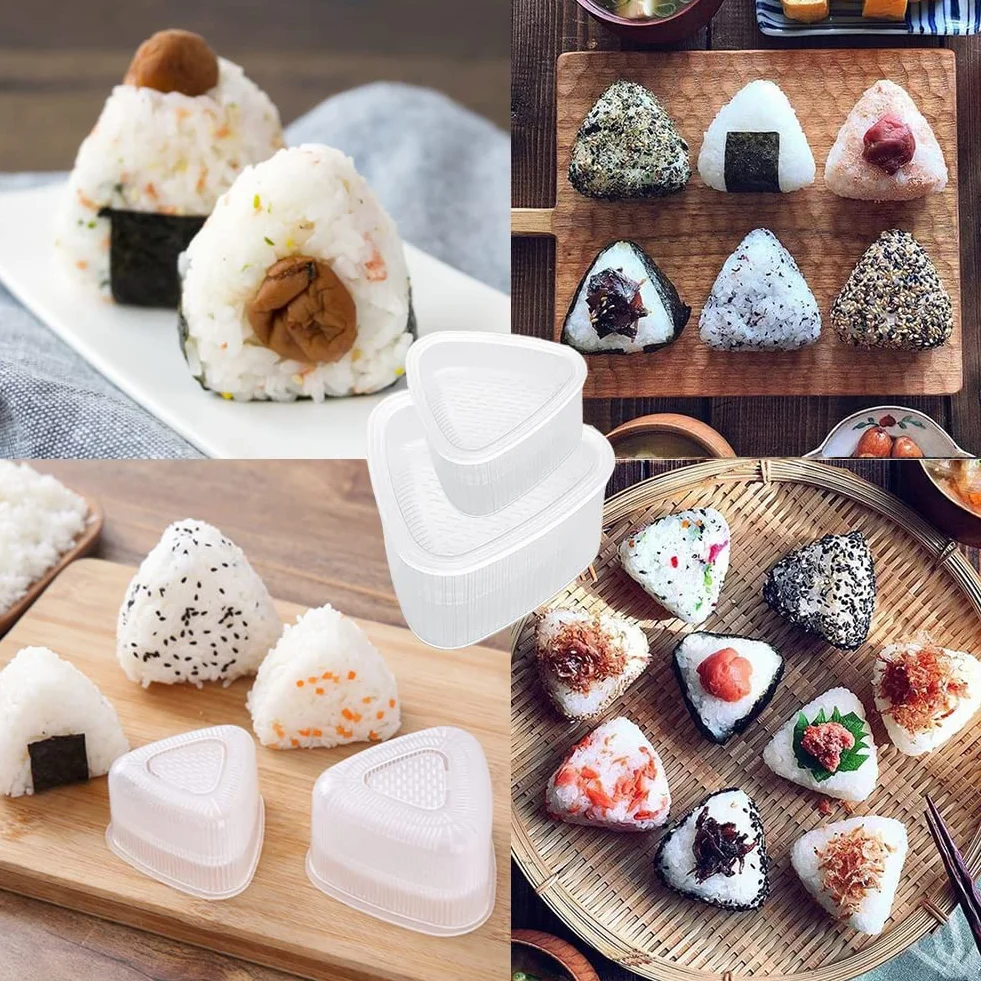 4 sztuki foremek Onigiri, trójkątna forma do sushi, forma do ryżu, zestaw 2 trójkątnych form do sushi do sushi Onigiri, nadaje się do trójkątnego sushi, narzędzie do ryżu Onigiri