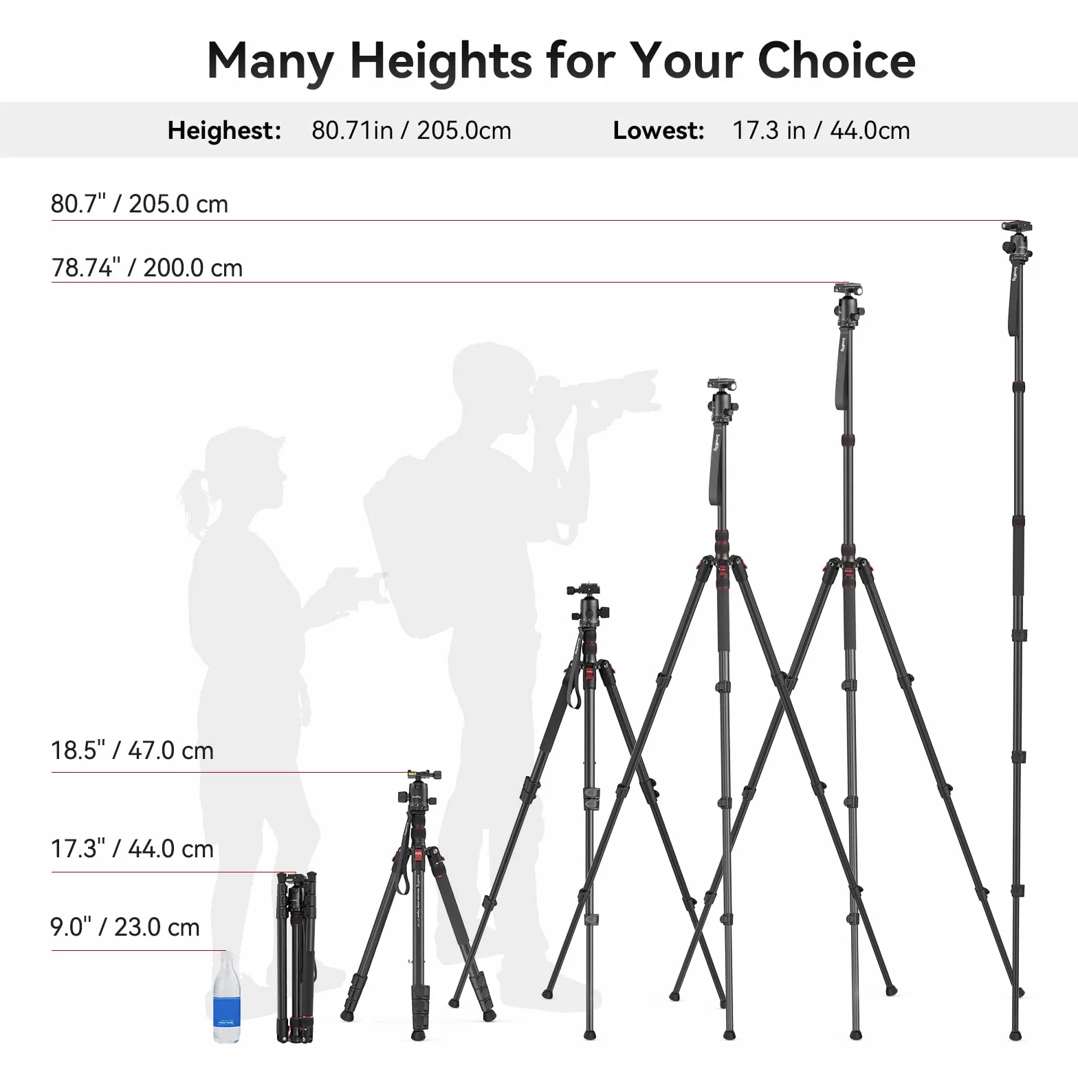 SMALLRIG Statyw do Aparatu 78", Monopod z Głowicą Kulową 360 mm 360, Profesjonalny Statyw z Torbą Transportową do Podróży i Pracy - 3474
