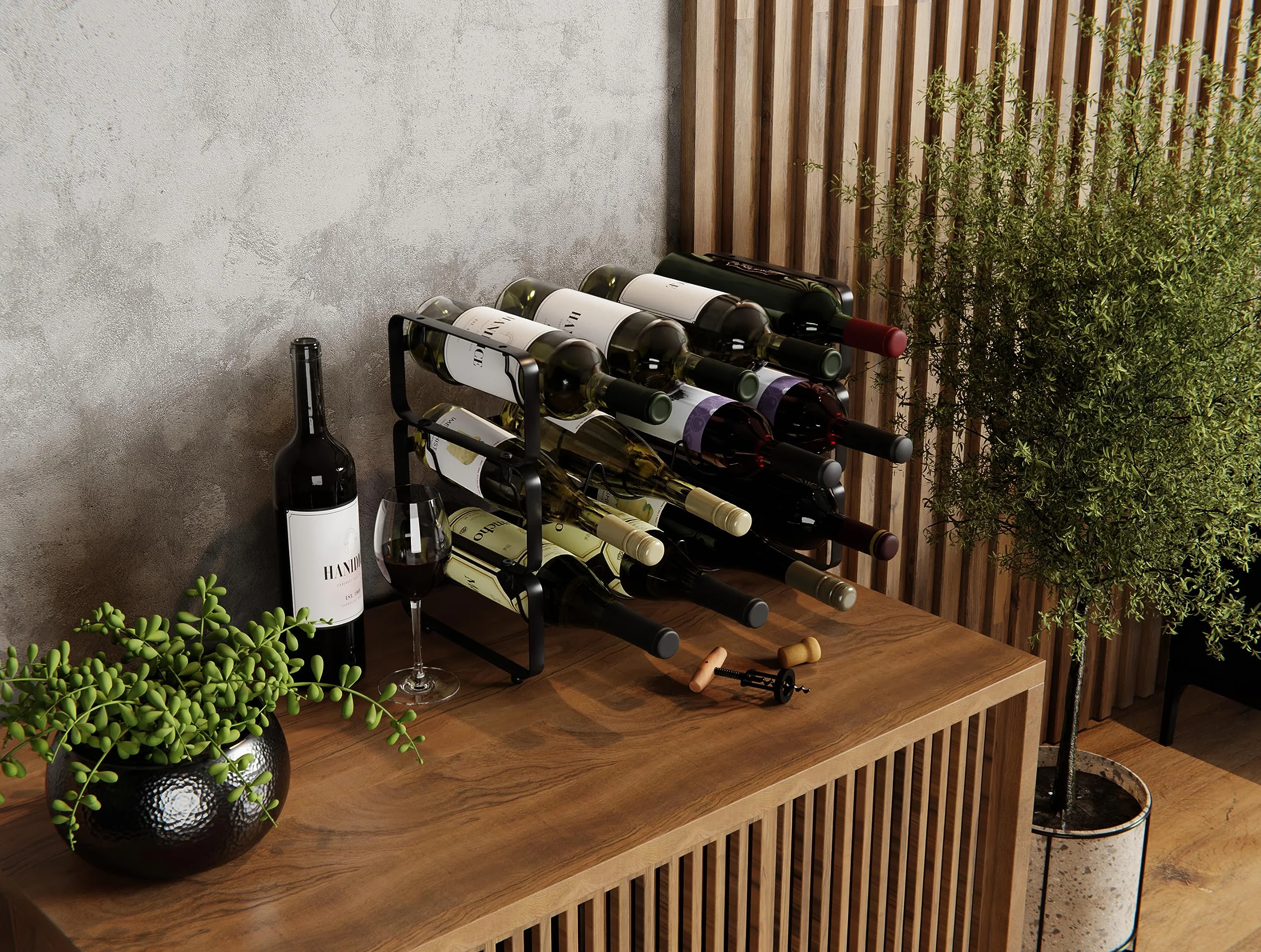 Lenmar LOFT metalowy regał na wino 40x28x20 cm 12 butelek
