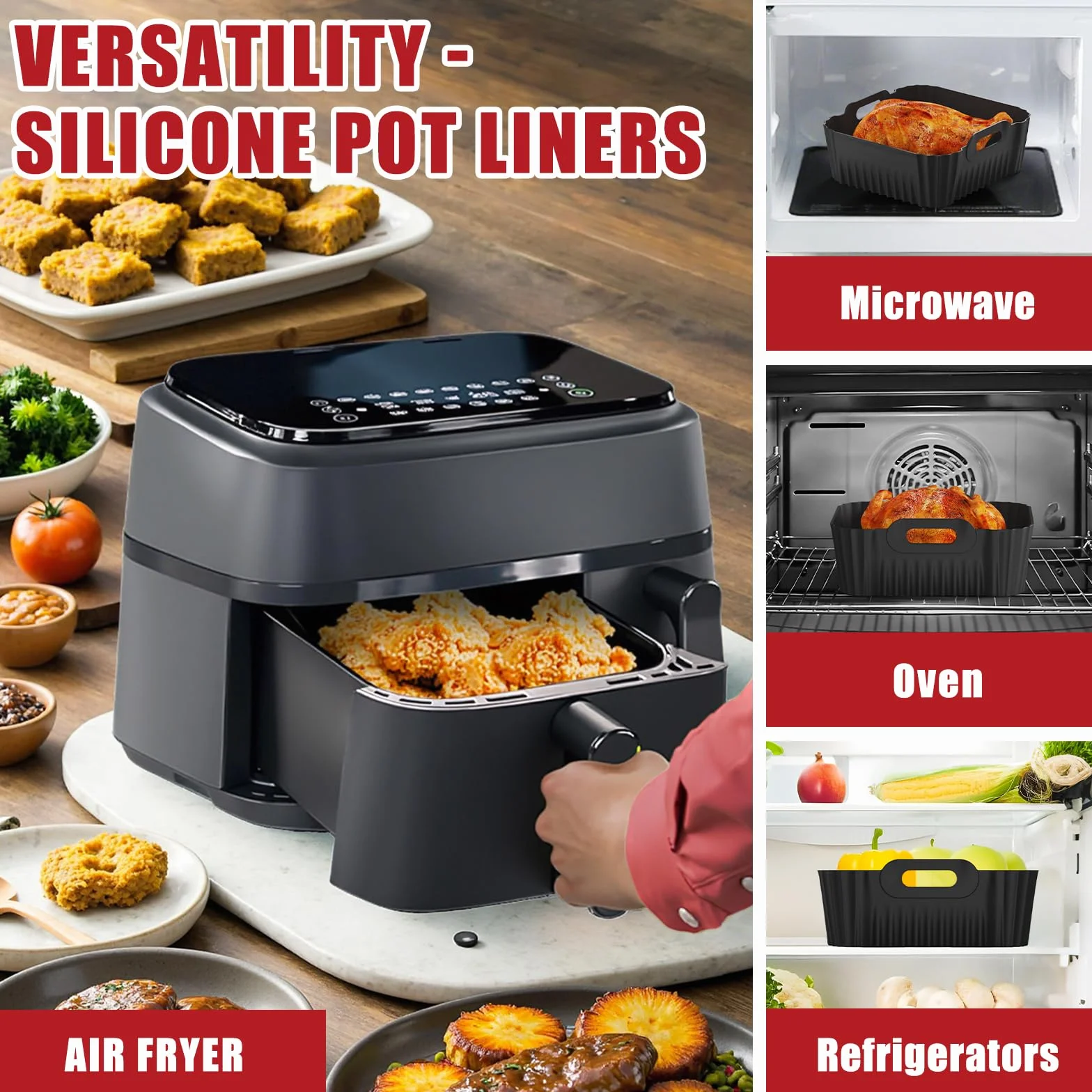 Silikonowa akcesoria frytkownicy do Philips - 2 szt. wkłady do Airfryer Dual Basket 3000 (NA350/00) i Steam Airfryer 5000 (NA550/00) | Kompatybilne wkłady silikonowe 9L