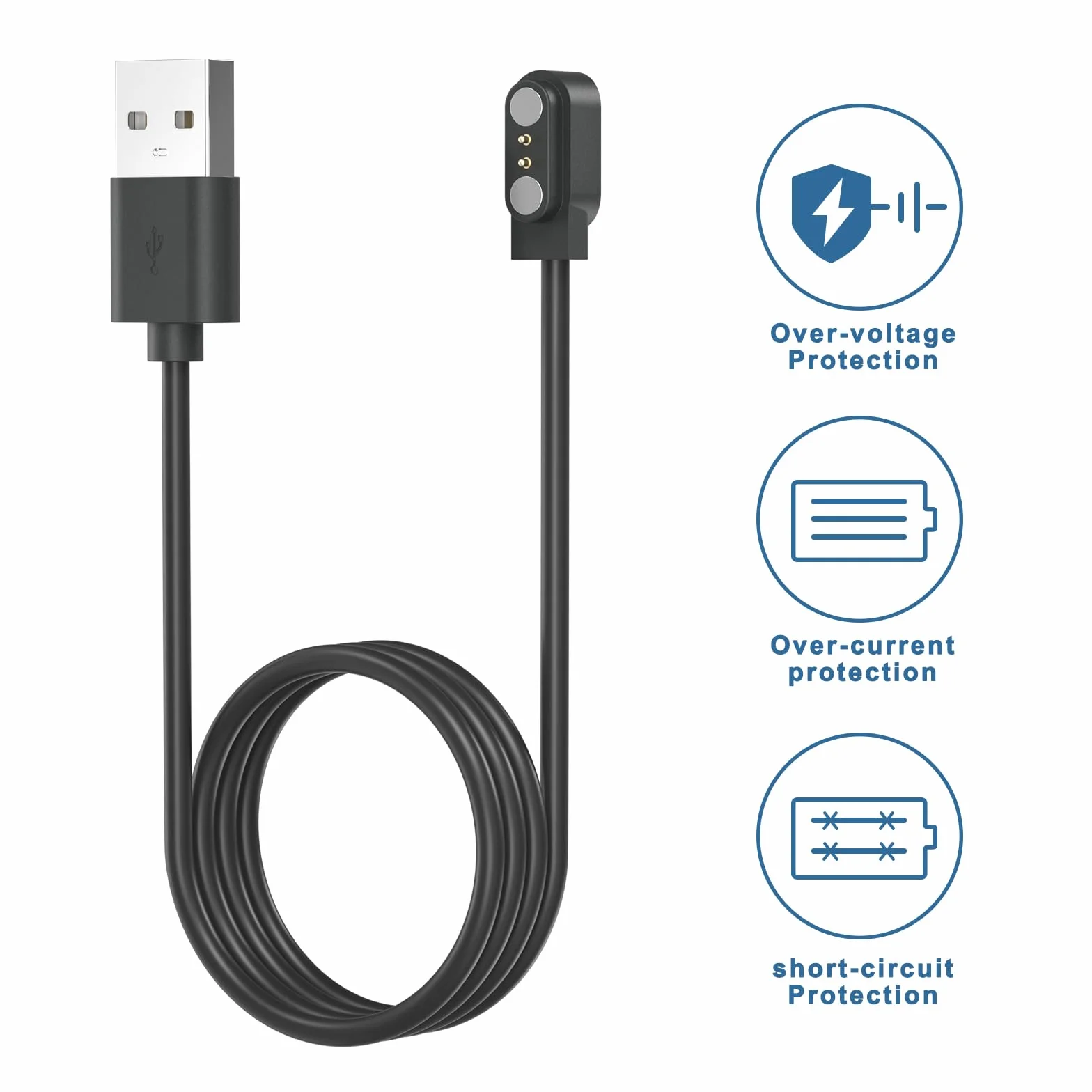 Oumida kabel ładujący do Skg Letsfit Cubitt Yamay Willful Fitpolo Tozo Wyze Umidigi Blackview, 100 cm/3.3 ft magnetyczny kabel USB do umidigi Uwatch 3S 3 2 2S Urun smartwatch akcesoria (czarny)
