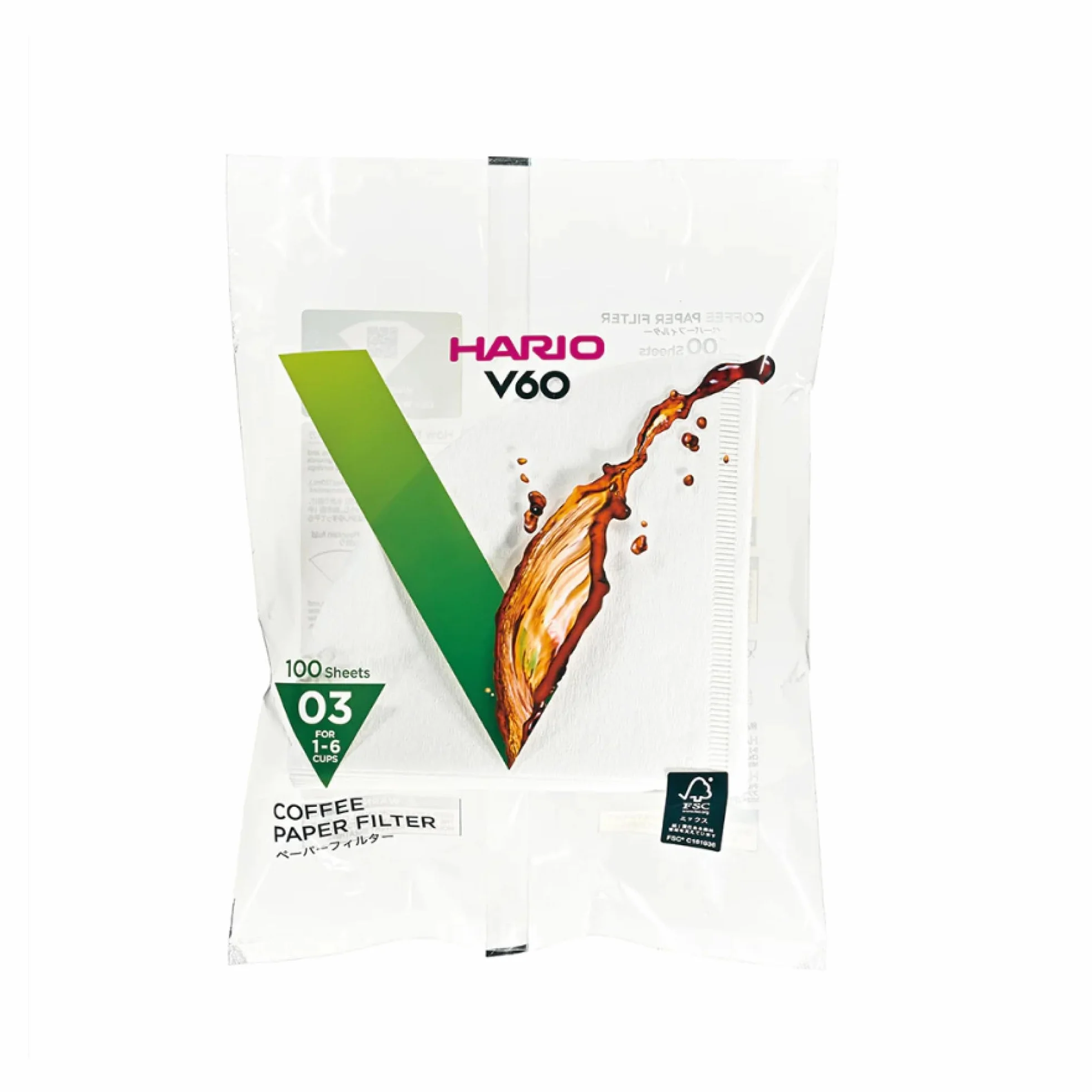 Hario V60 Filtry do Kawy Biały 03 100 sztuk