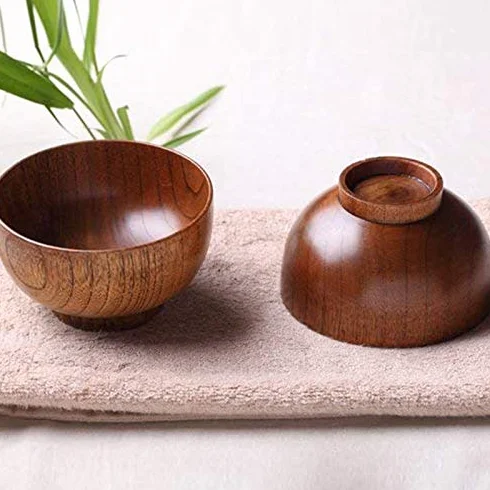 Drewniana miska w stylu japońskim 10 cm x 6,5 cm 4 opakowania