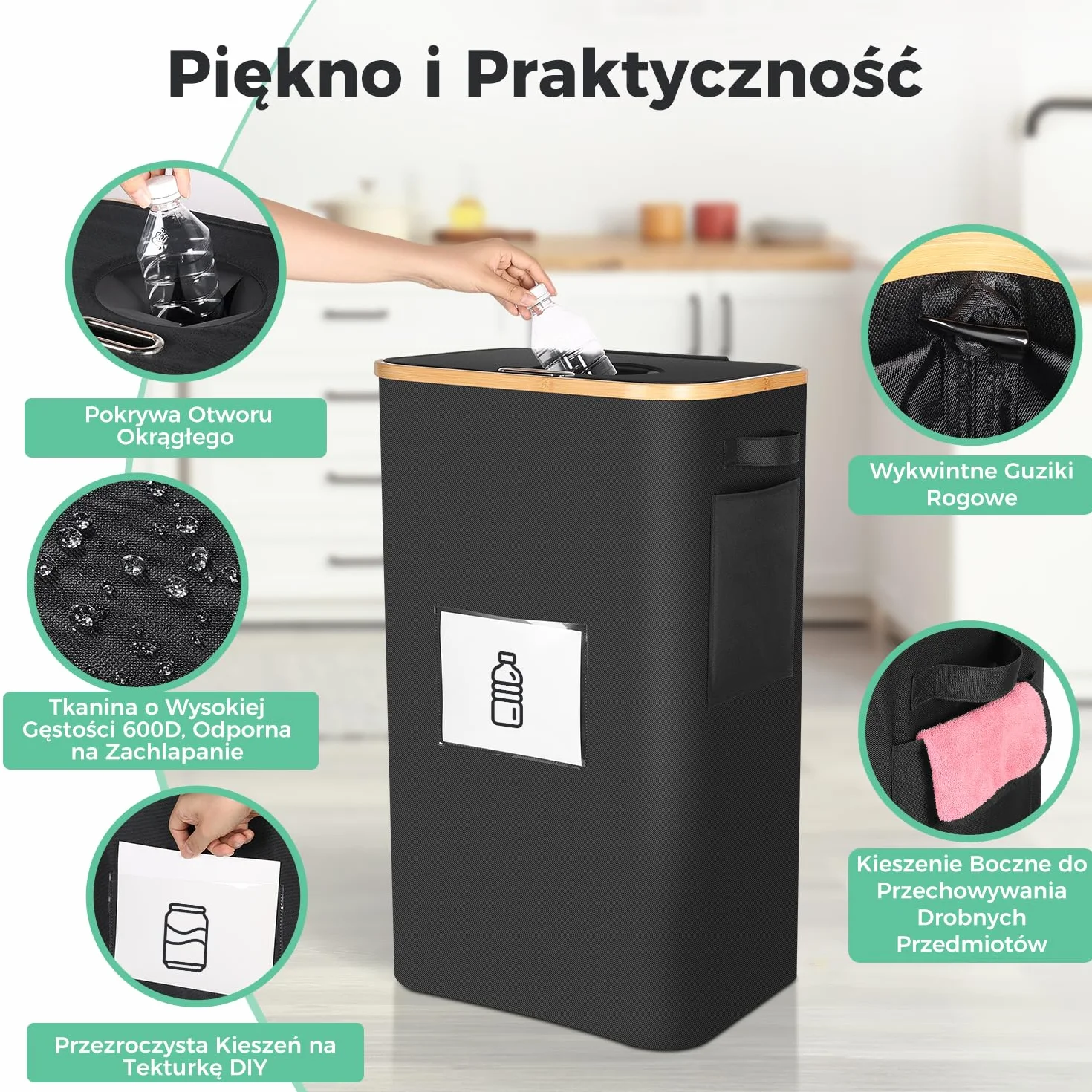 OUSFOT Pojemnik na Butelki 105L Wodoszczelny z Pokrywką