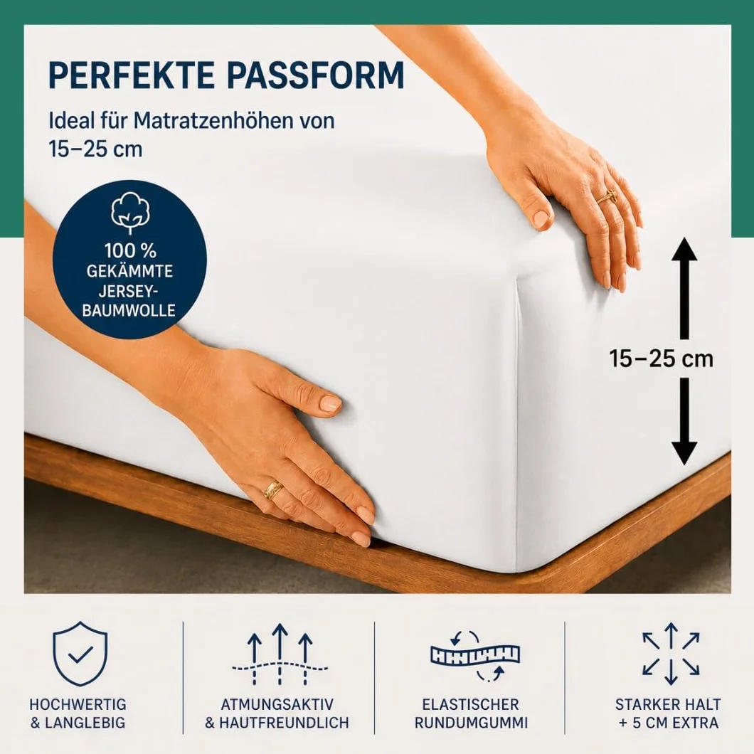 VelvetHome Prześcieradło z gumką 140x200cm 100% Bawełna czesana Jersey Czarny