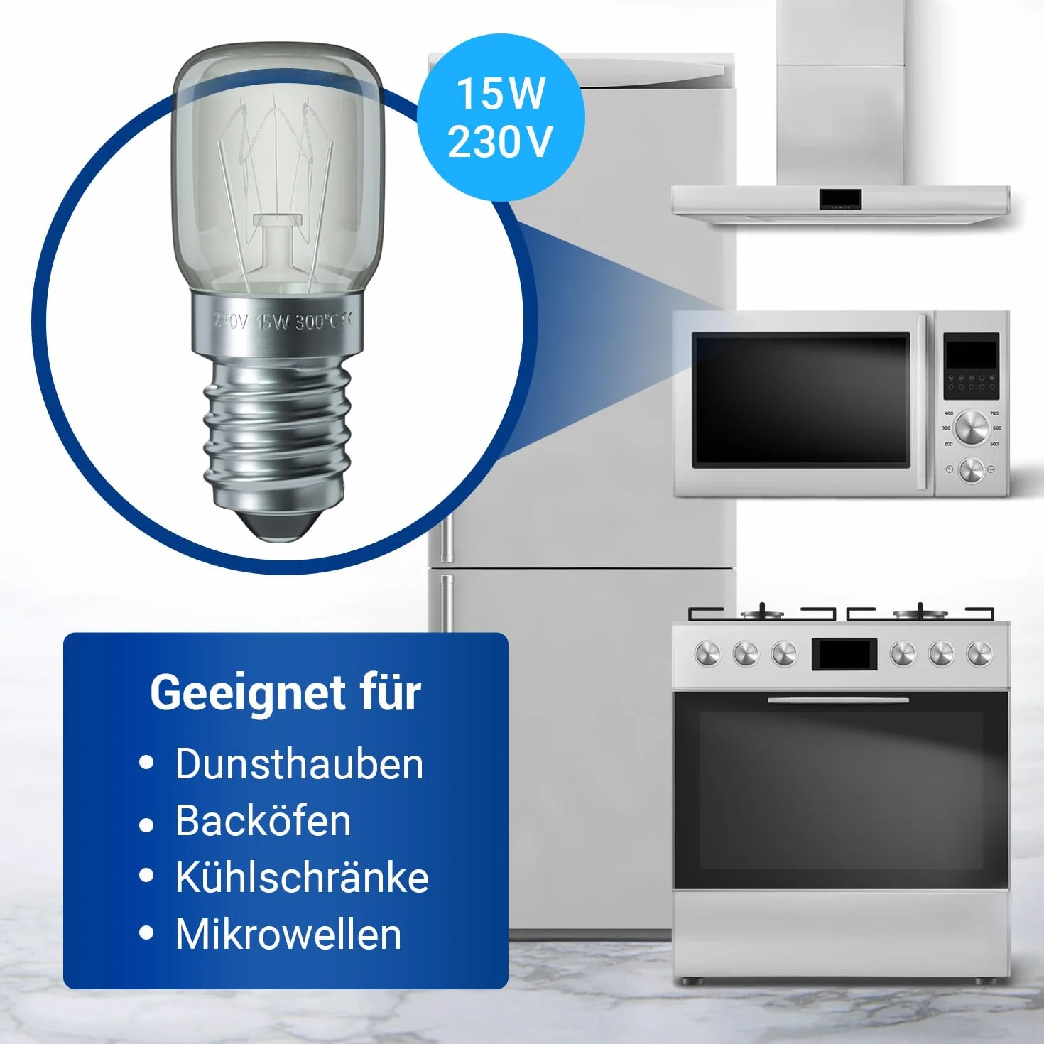 VIOKS Żarówka E14 15W 230V 300°C 22mm Ø48mm do piekarnika