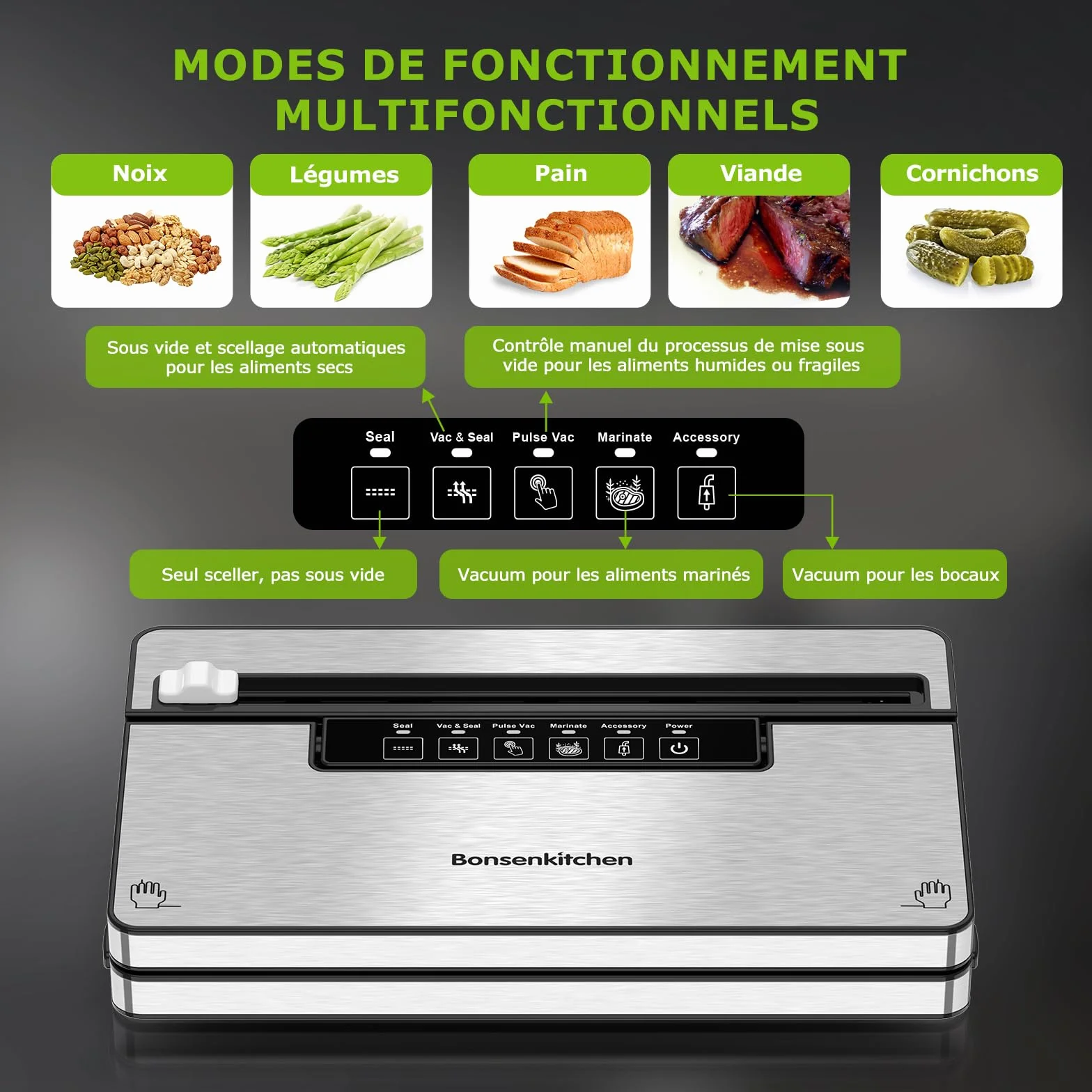 Bonsenkitchen Globefish próżniarka do ciągłej pracy z dużą prędkością
