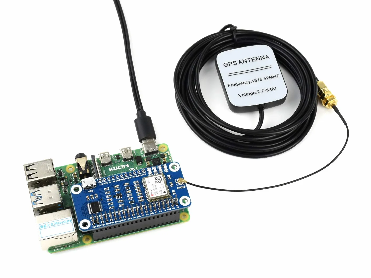 Waveshare NEO-M8T GNSS Timing HAT for Raspberry Pi Multi-Constellation Receiver Support Single-Satellite Timing Feature