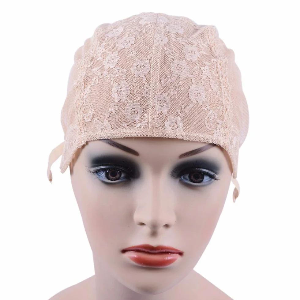 Podwójna koronkowa peruka czapka do robienia peruk z regulowanym paskiem z tyłu bezklejowe czepki peruki czepki na włosy (blond XL58 cm)