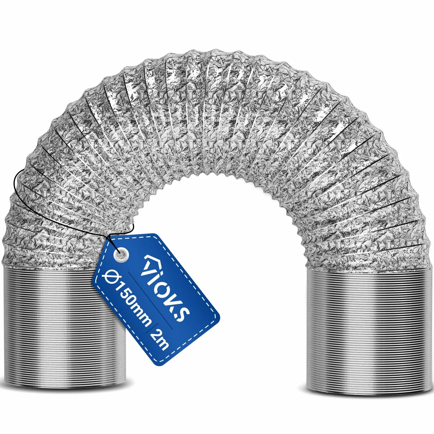 VIOKS Aluminiowa rura elastyczna 150 mm wąż powietrza 2 m uniwersalna rura klimatyzacji