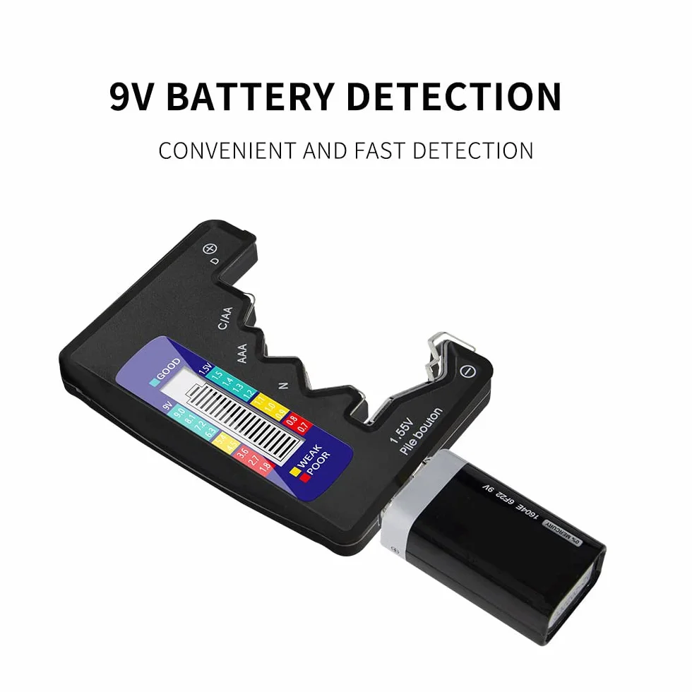 DollaTek 1,5 V 9 V bateria cyfrowa AA AAA LR44 tester uniwersalny tester pojemno?ci baterii litowej zasilacz sprawdzacz narz?dzia pomiarowe - czarny