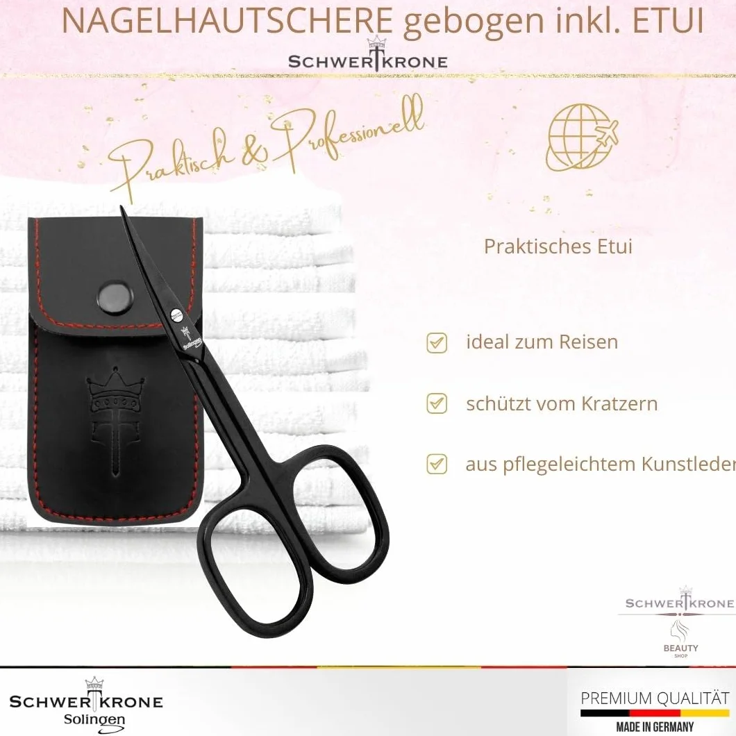 Schwertkrone Solingen nożyczki do skórek wyprodukowane w Niemczech z etui (nożyczki do skórek)